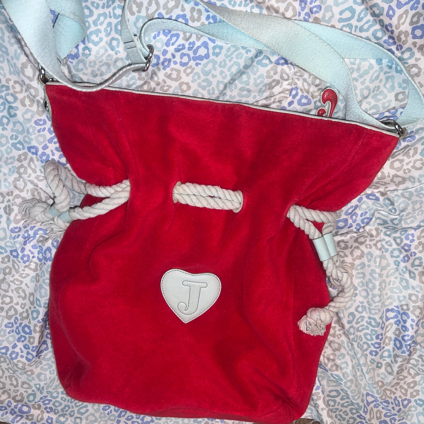 Vintage Rare Red Juicy Couture Purse Tote Bag Handbag Terry Cloth Y2K First Class