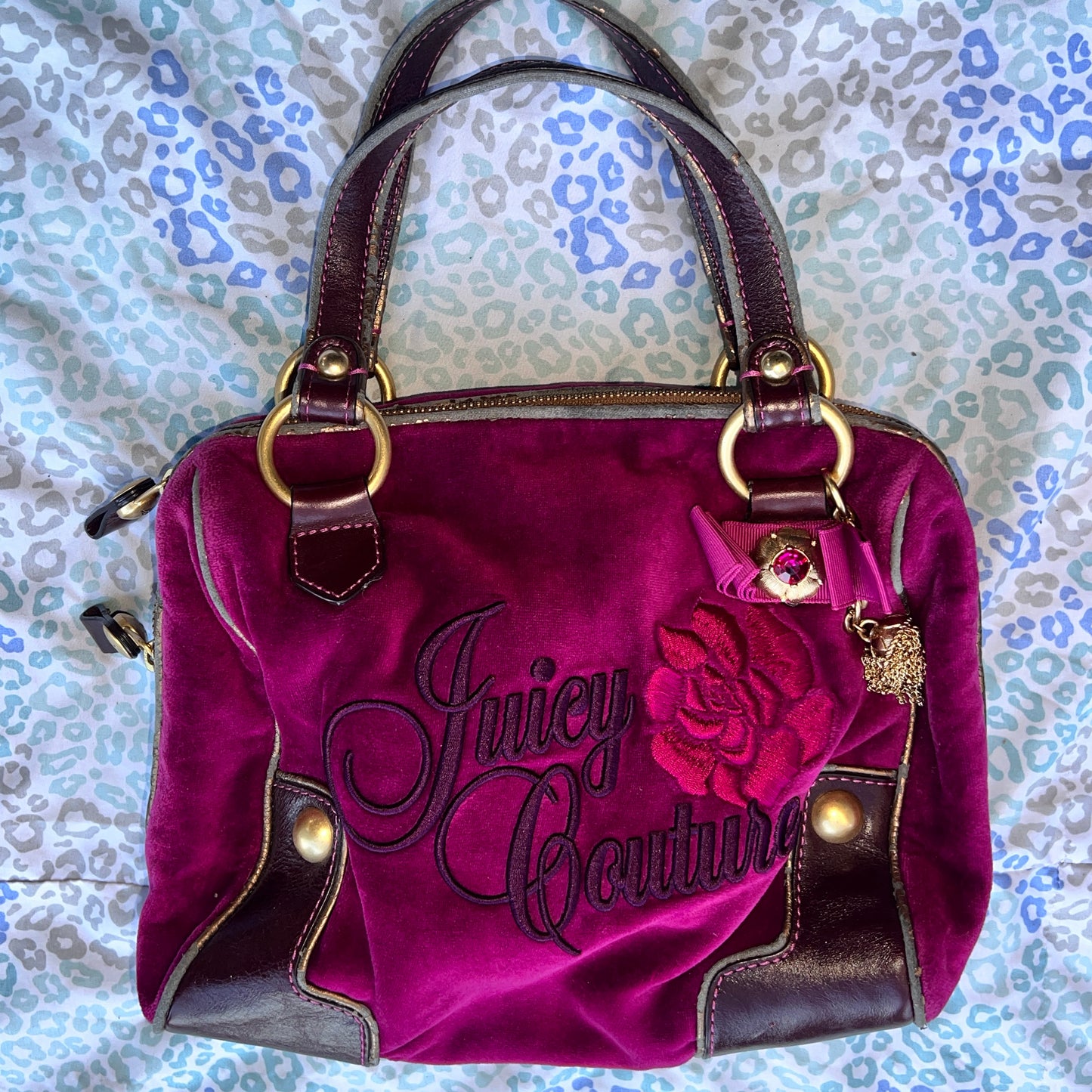 Vintage Purple Juicy Couture Purse Handbag Satchel Bag Y2K Velour Mcbling