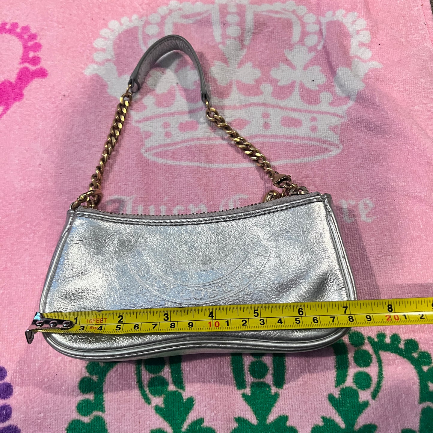 Rare Vintage Silver Juicy Couture Mini Bag Purse Handbag Y2K 2005 Coin Purse