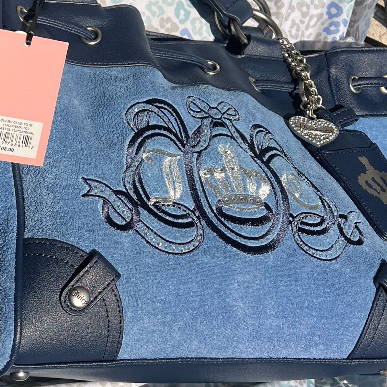 New Blue Juicy Couture Daydreamer Tote Bag Purse Custom Dyed Juicy Lovers Club