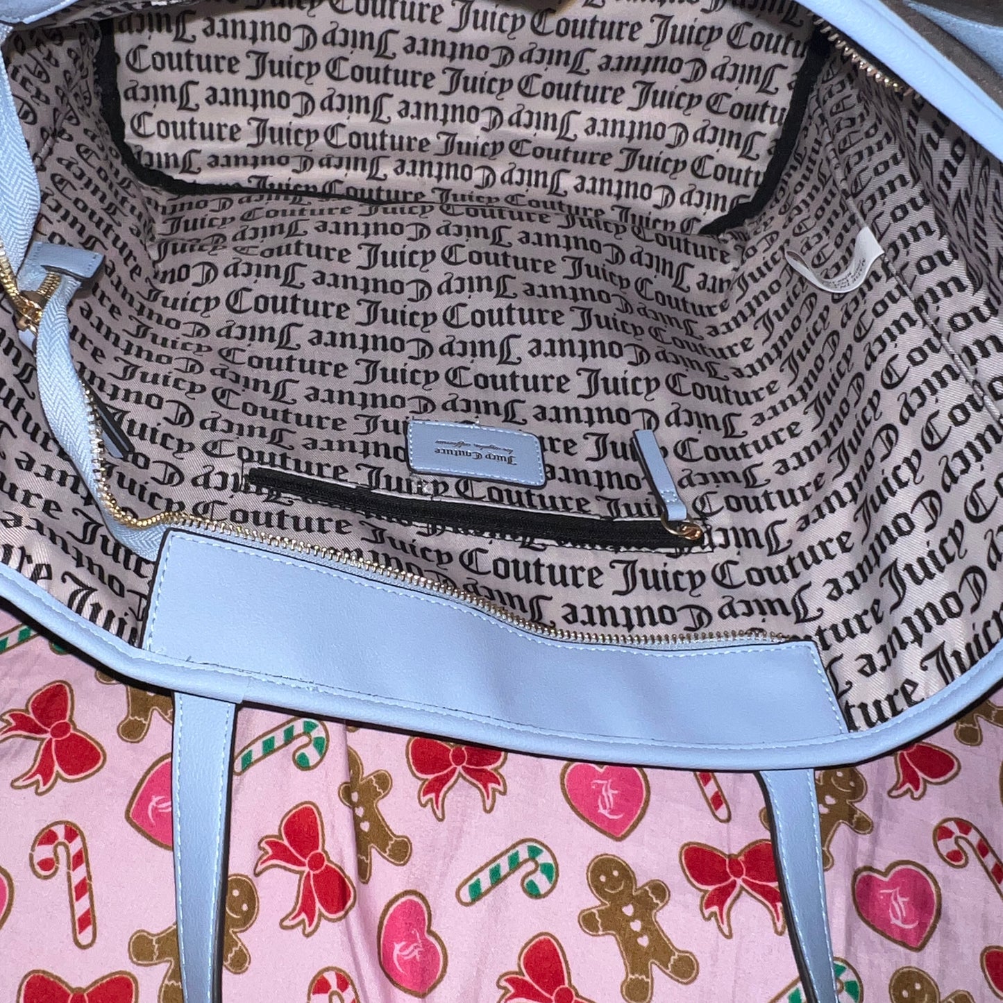 New Blue Brown Juicy Couture Tote Bag Purse Velour Y2K Vintage Style