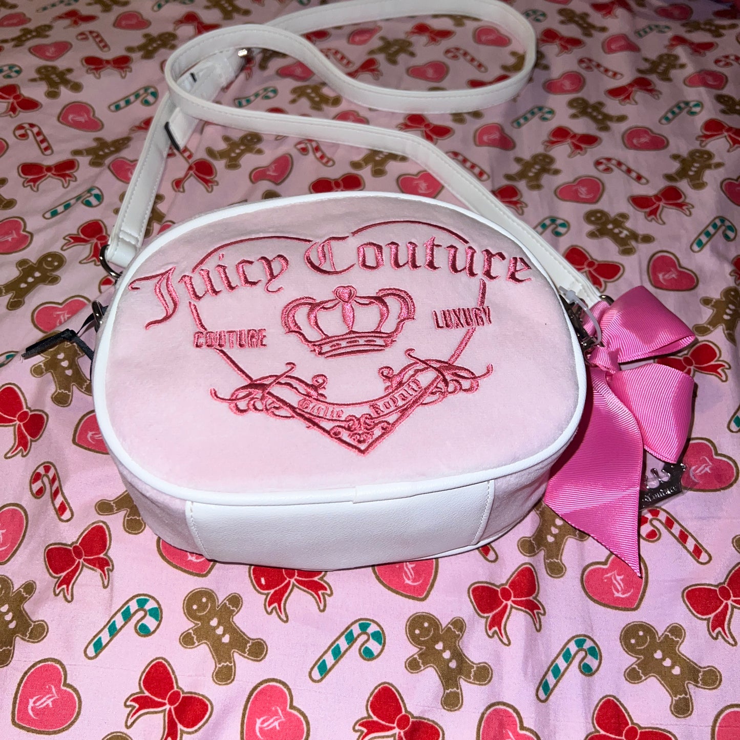 New Pink Juicy Couture Crossbody Bag Purse Y2K Couture Luxury Girlie Royalty