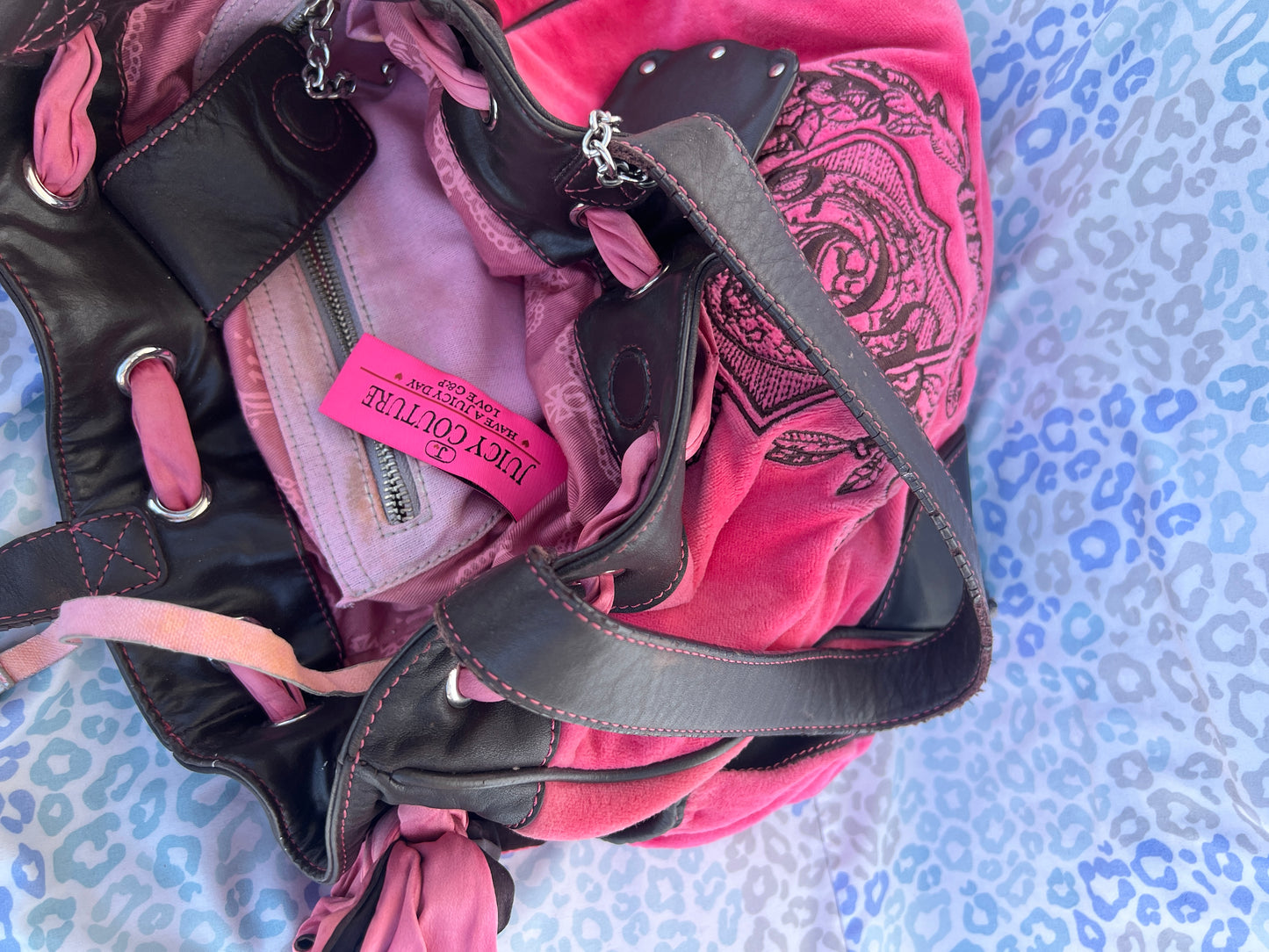Vintage Pink Juicy Couture Purse Handbag Daydreamer Velvet Tote Bag Custom Dyed