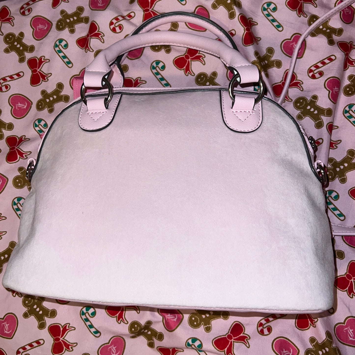 New Pink Juicy Couture Purse Bowler Bag Satchel Velour Vintage Style