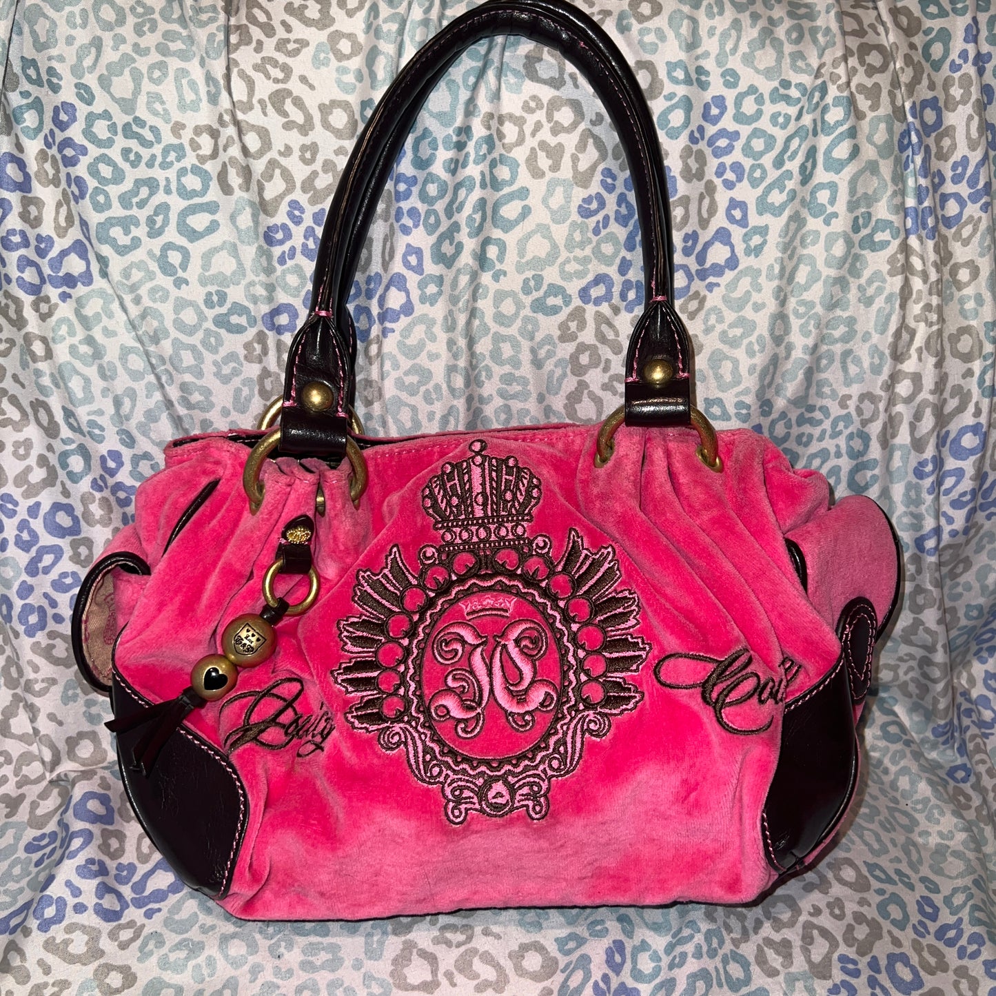 Vintage Pink Juicy Couture Purse Handbag Satchel Bag Velour Y2K