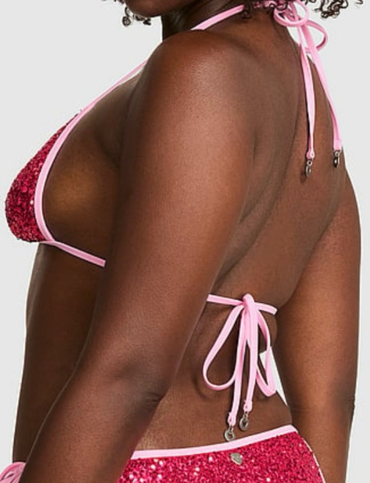 New Elle Victorias Secret PINK Sequin Bikini Set Large DD Top + Large Bottom SOLD OUT Legally Blonde