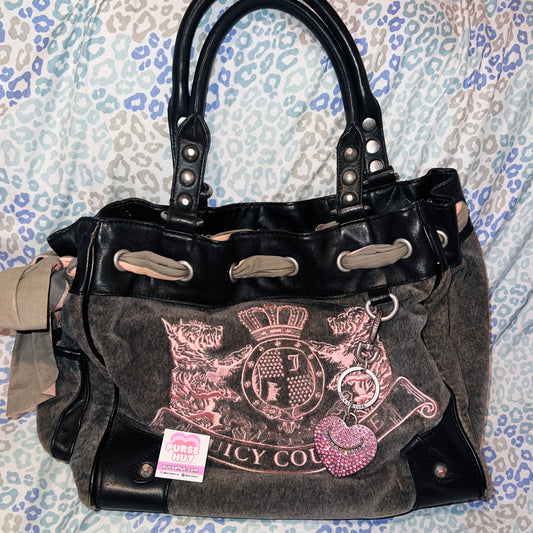 Vintage Grey Juicy Couture Purse Handbag Velour Y2K Scottie Dog Daydreamer Bag