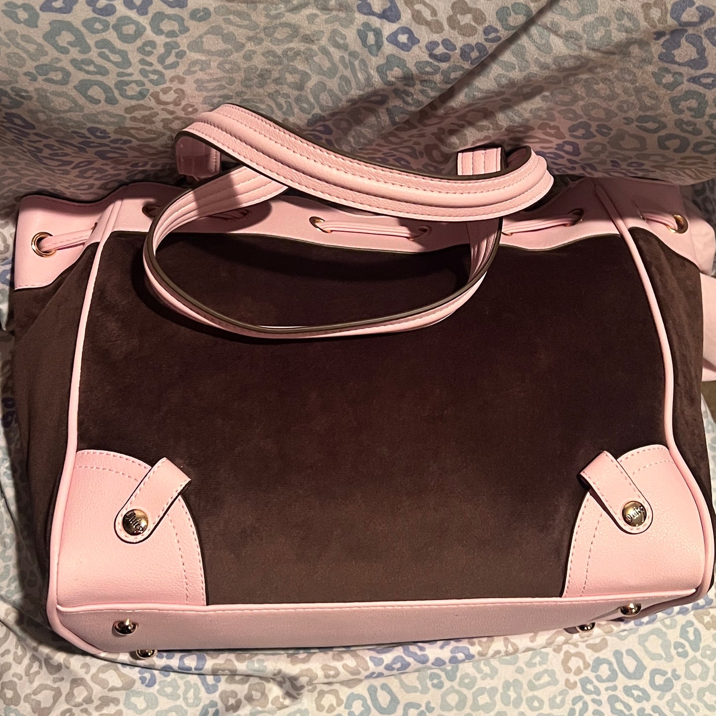 New Pink Brown Juicy Couture Purse Scottie Dog Daydreamer Handbag Tote Bag