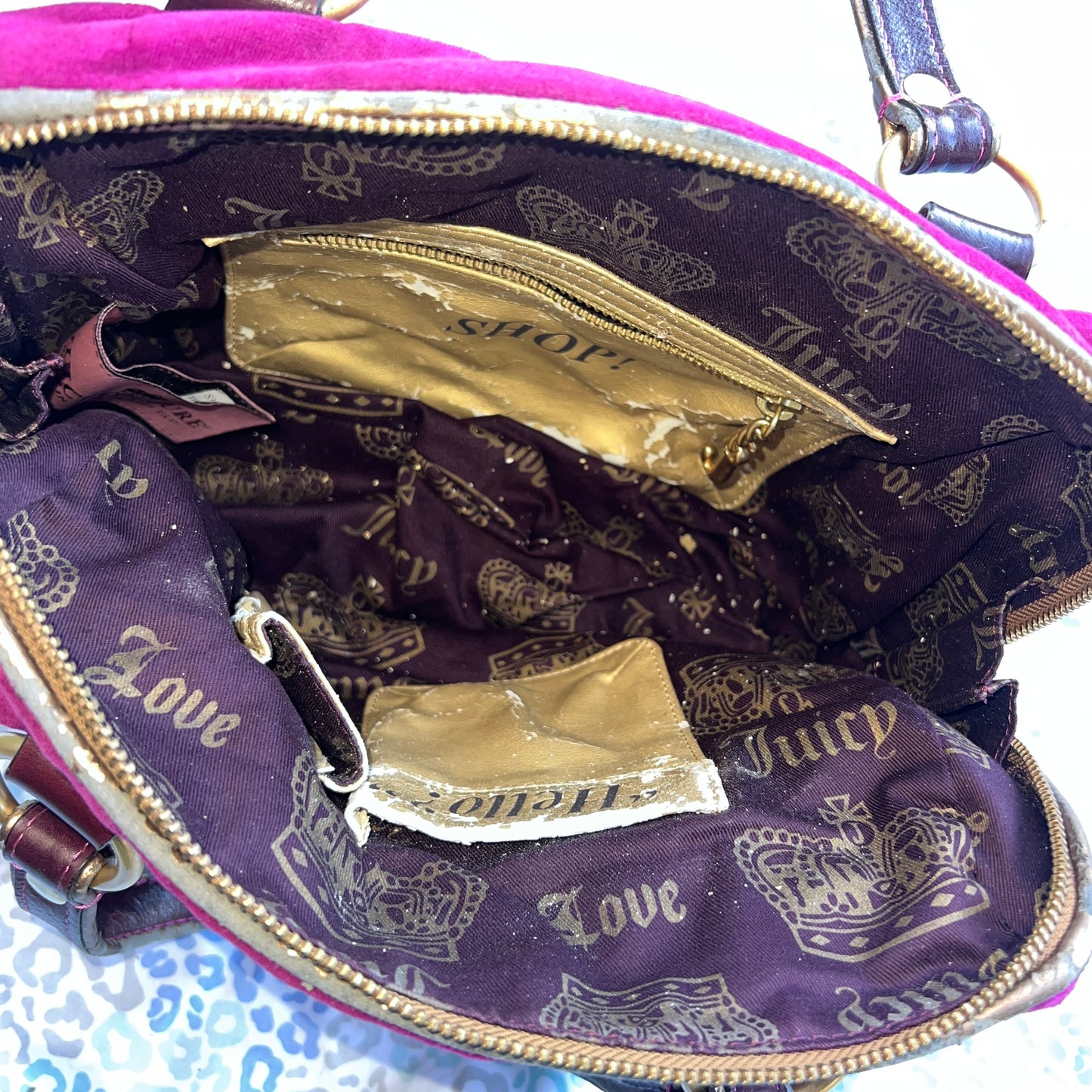Vintage Purple Juicy Couture Purse Handbag Satchel Bag Y2K Velour Mcbling