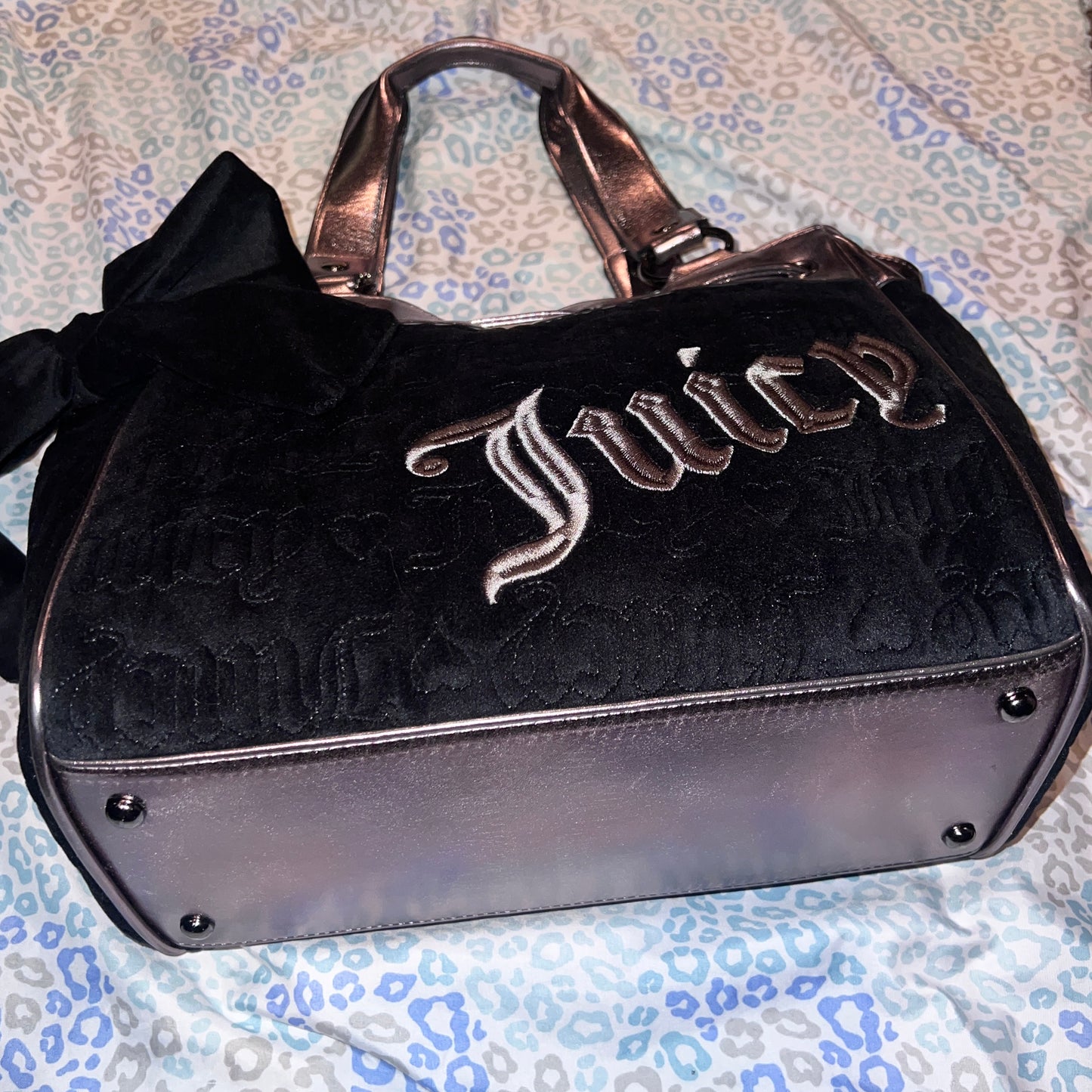 New Black Juicy Couture Purse Tote Bag Daydreamer Handbag Quilted Gunmetal
