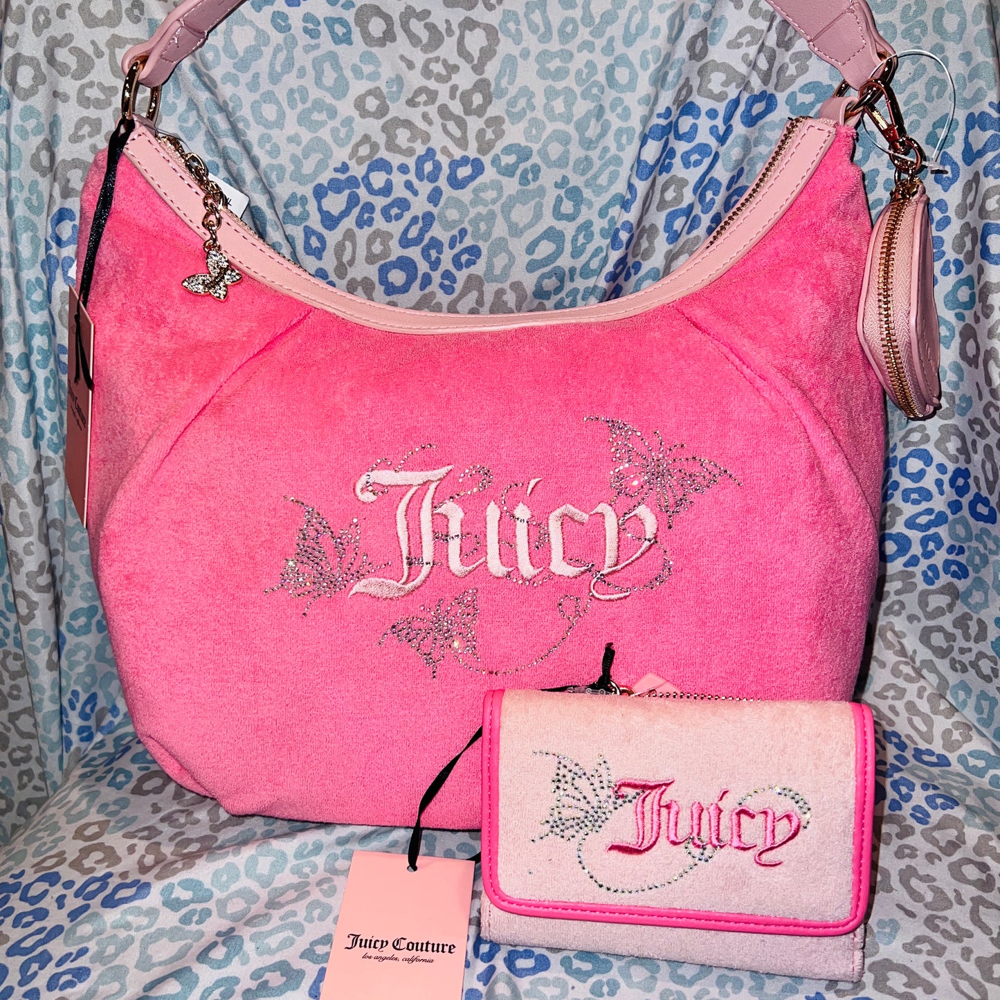 New Pink Juicy Couture Purse + Wallet NWT Butterfly Bag Satchel Handbag