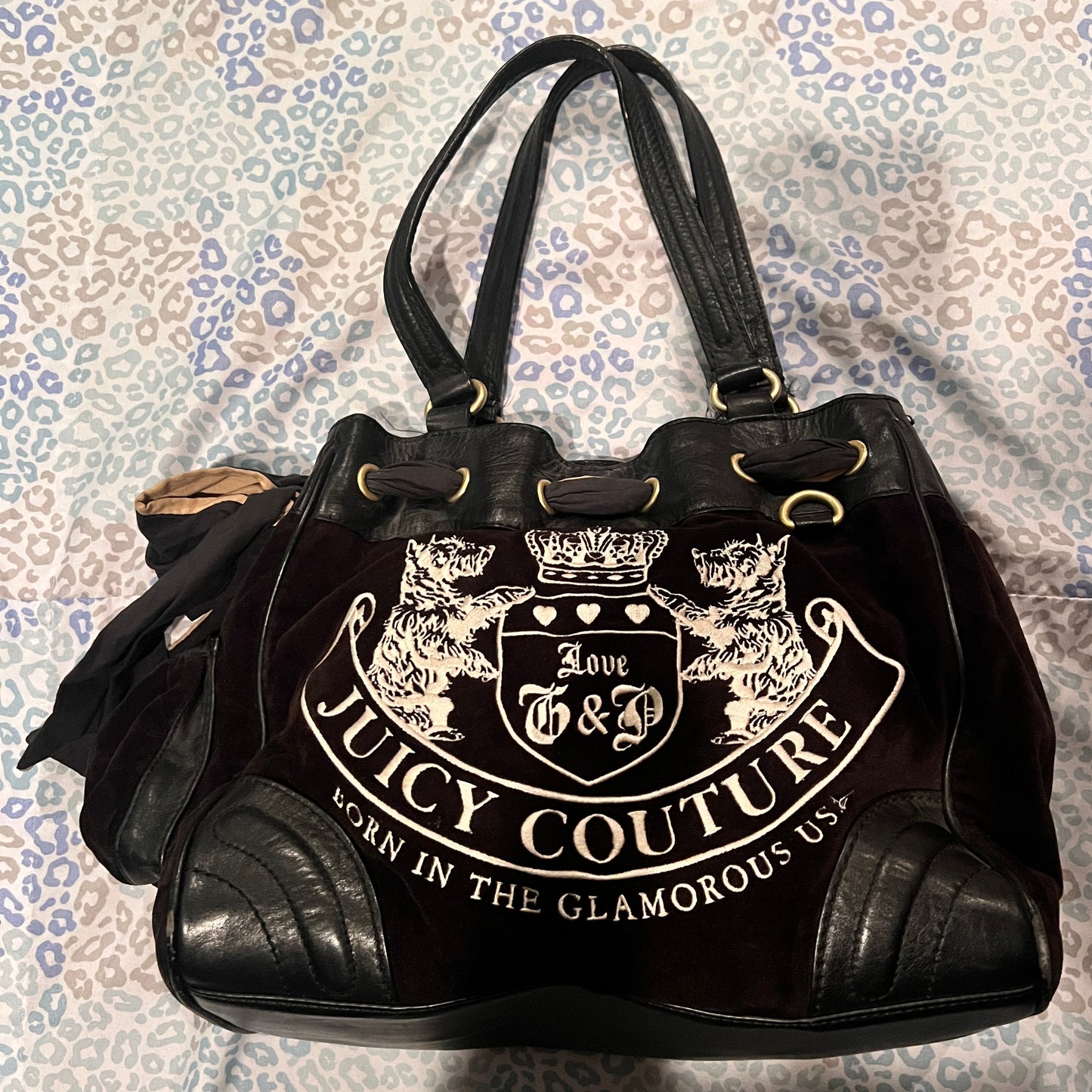 Vintage Black Juicy Couture Purse Daydreamer Tote Bag Scottie Dog Handbag Y2K