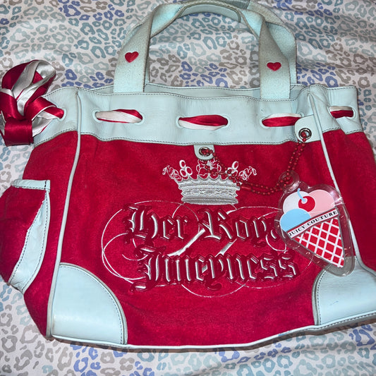 Vintage Rare Red Juicy Couture Bag Purse Handbag Daydreamer Her Royal Juicyness