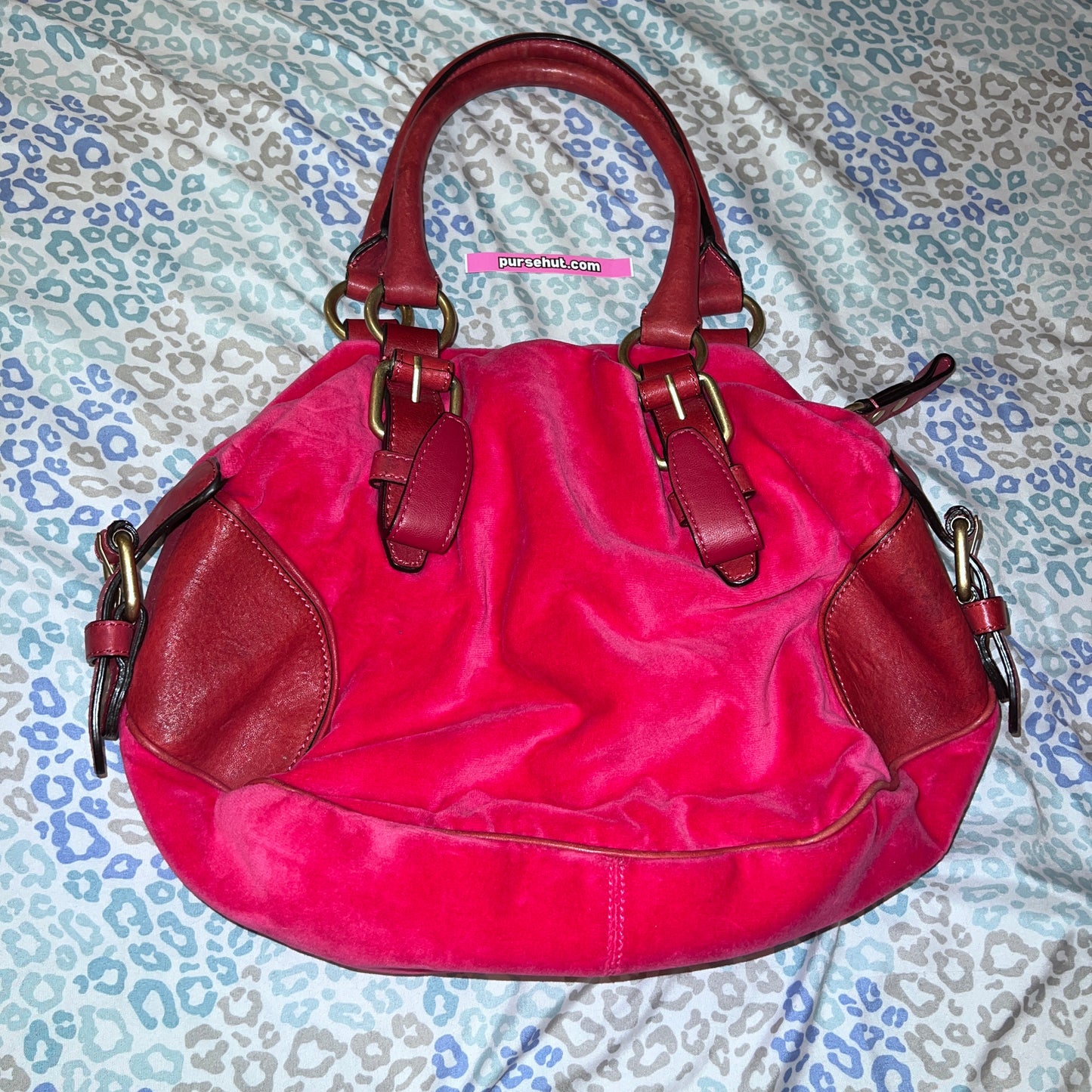 Vintage Rare Hot Pink Juicy Couture Purse Bag Satchel Handbag Velour Y2K