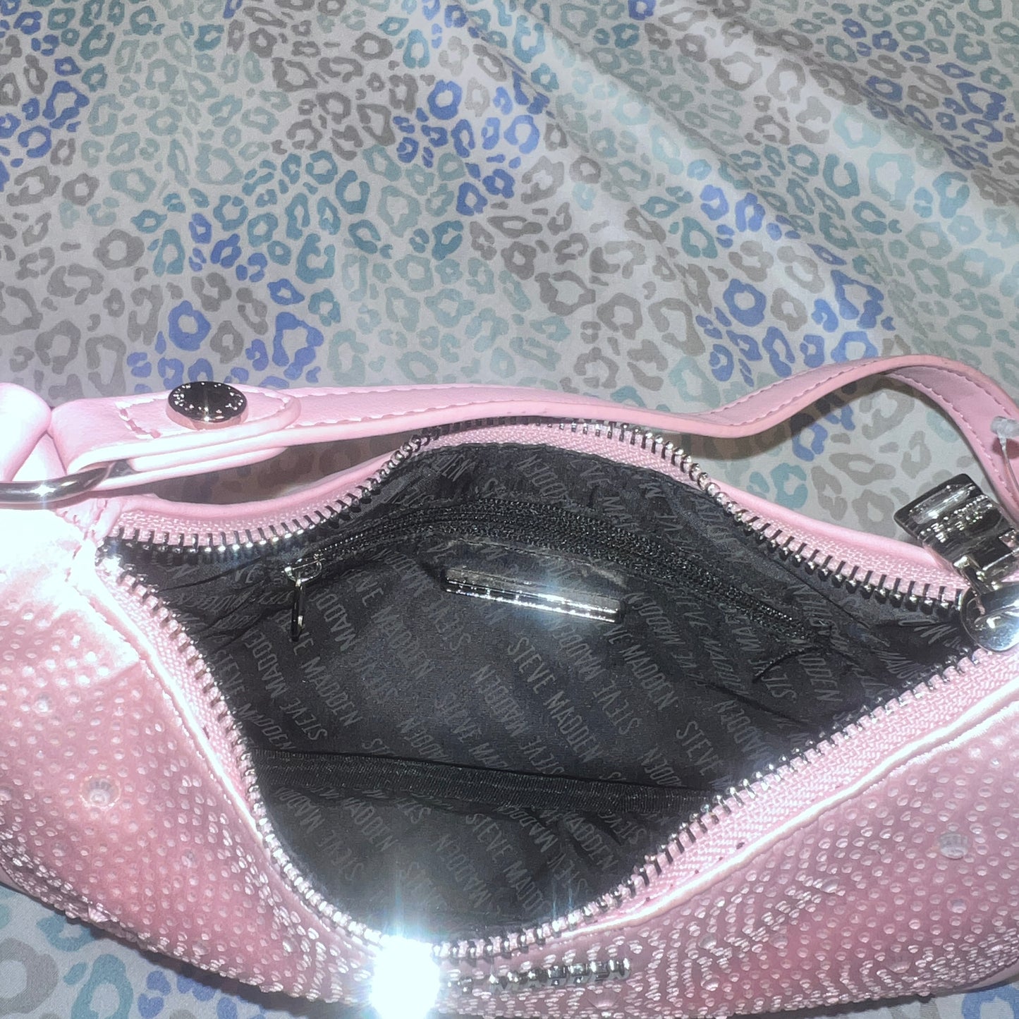 New Pink Steve Madden Purse Handbag Bag Rhinestone Ombré Bpauli Water Drop