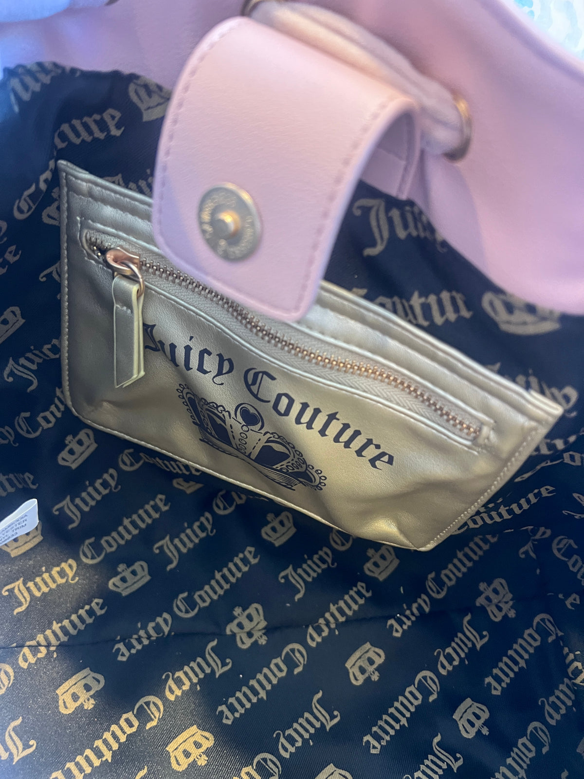 New Pink Tan Juicy Couture Purse Daydreamer Tote Bag Vintage Style Crown