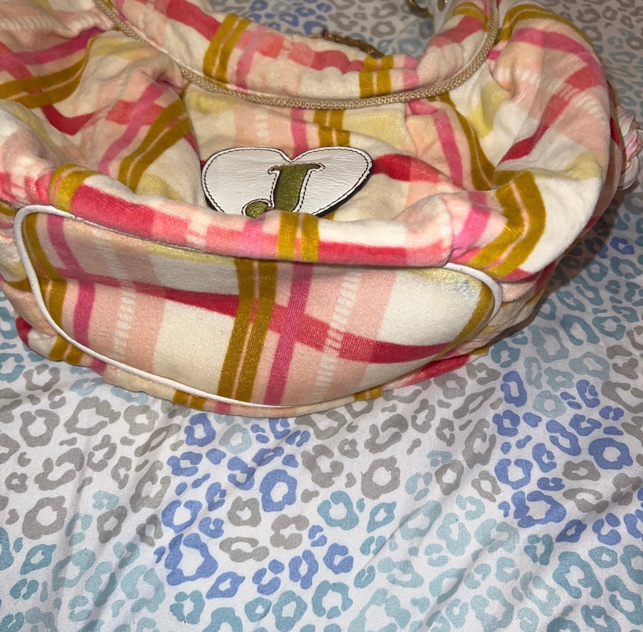 Vintage Pink White Plaid Juicy Couture Purse Satchel Bag Handbag Y2K