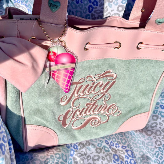 New Pink Green Juicy Couture Purse Daydreamer Tote Bag Handbag Ice Cream Charm