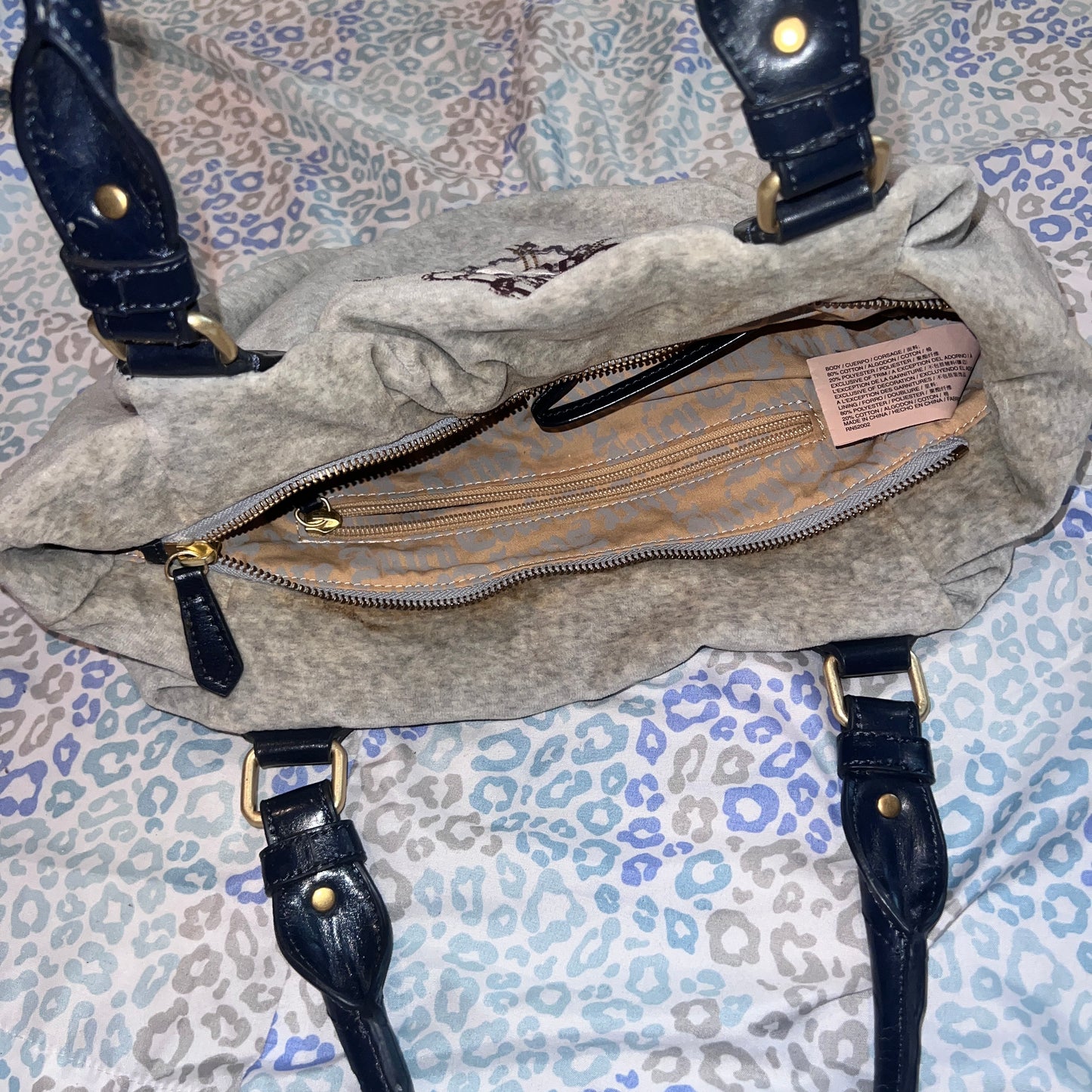 Vintage Grey Juicy Couture Purse Satchel Bag Handbag Velour Y2K