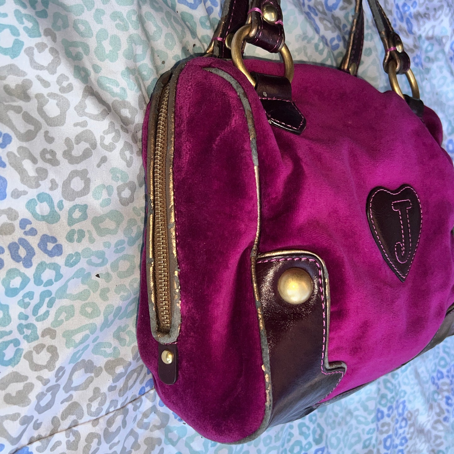 Vintage Purple Juicy Couture Purse Handbag Satchel Bag Y2K Velour Mcbling