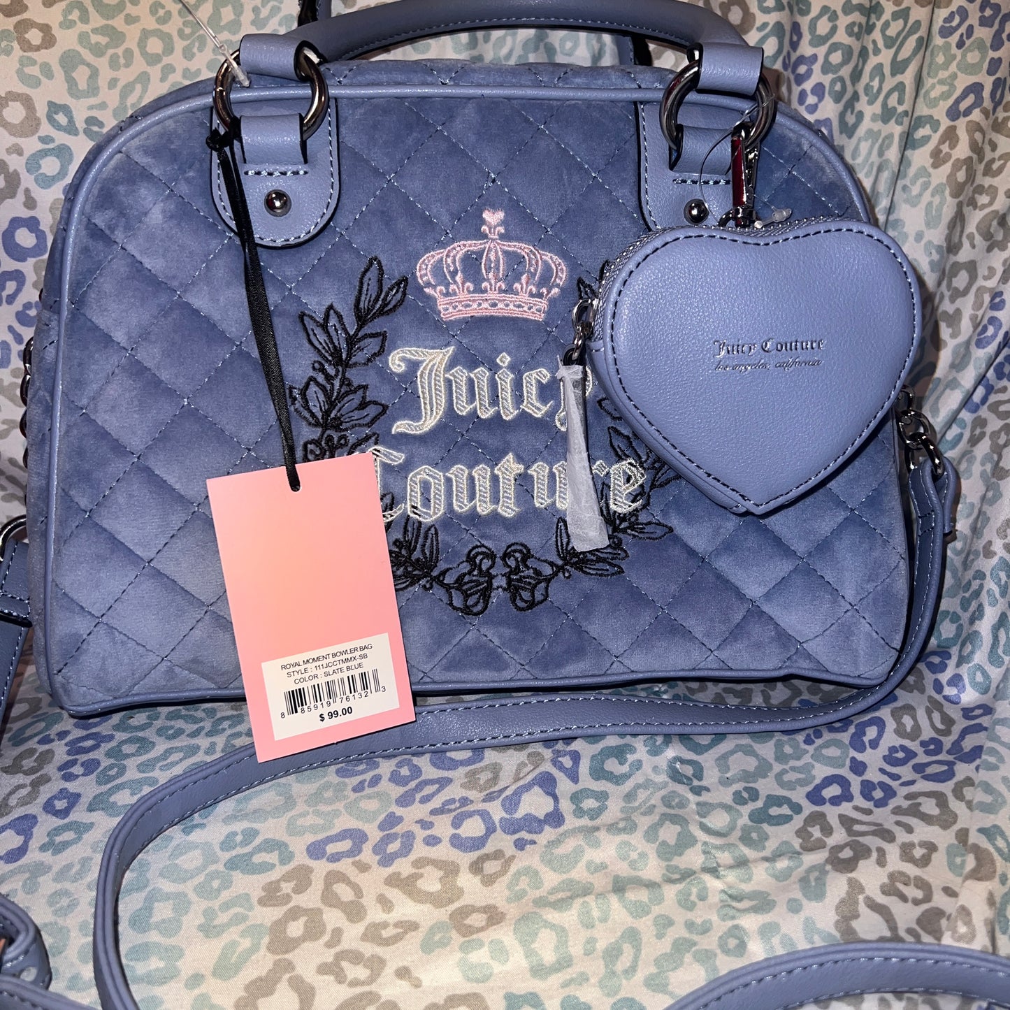 New Blue Juicy Couture Purse Royal Moment Bowler Bag Vintage Style Handbag