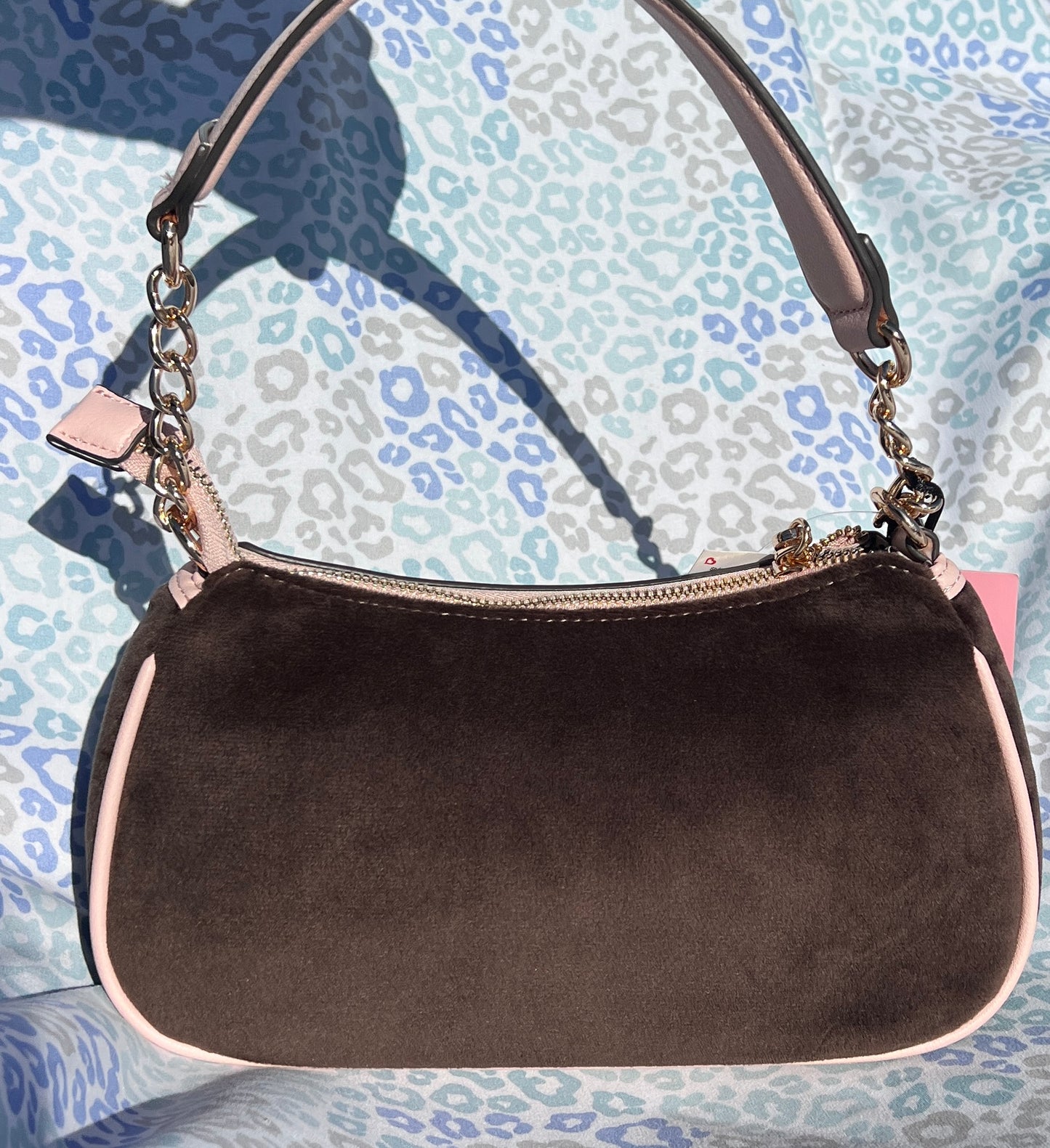 New Pink Brown Juicy Couture Purse Handbag Renaissance Bag Velour Vintage Style
