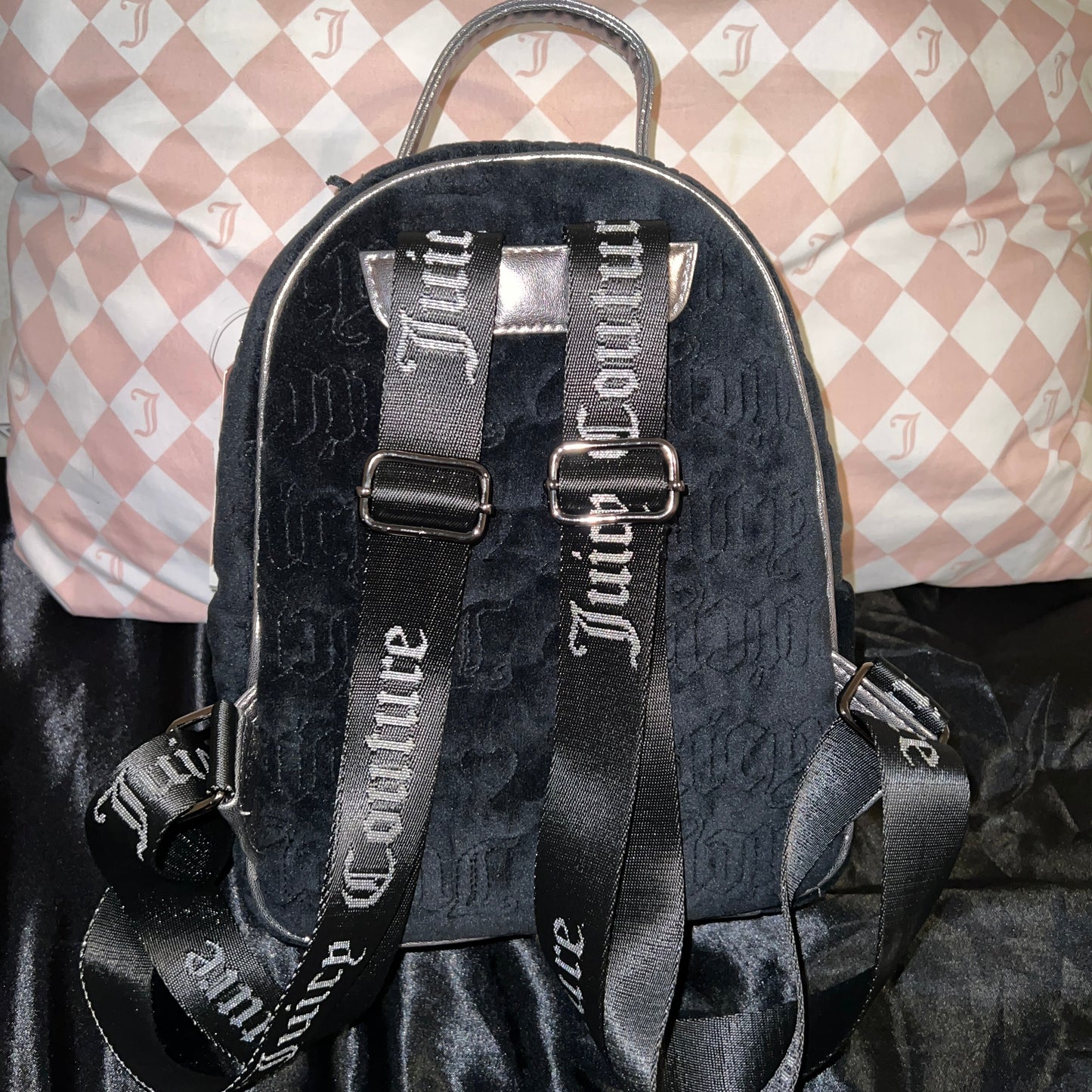 New Black Juicy Couture Purse Backpack Bag Gunmetal Liquorice MSRP $99