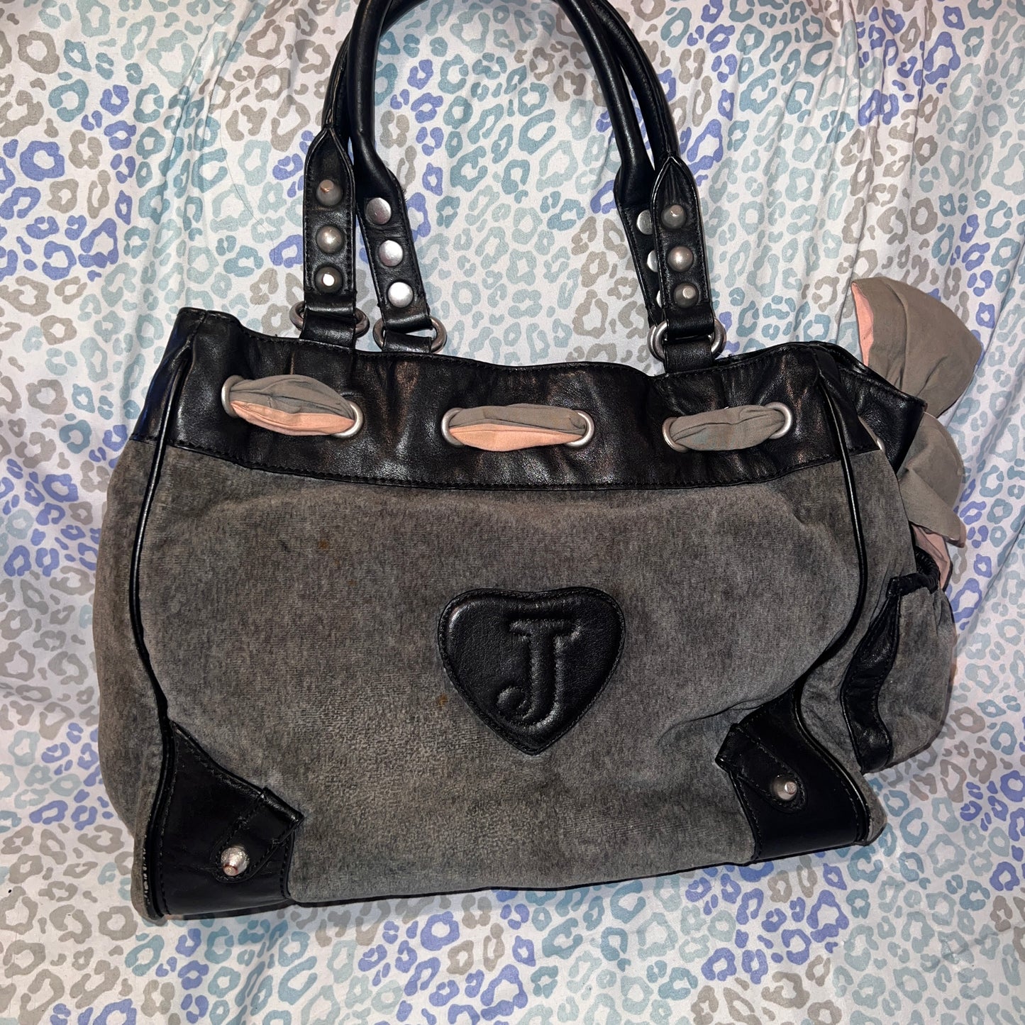 Vintage Grey Juicy Couture Purse Handbag Velour Y2K Scottie Dog Daydreamer Bag