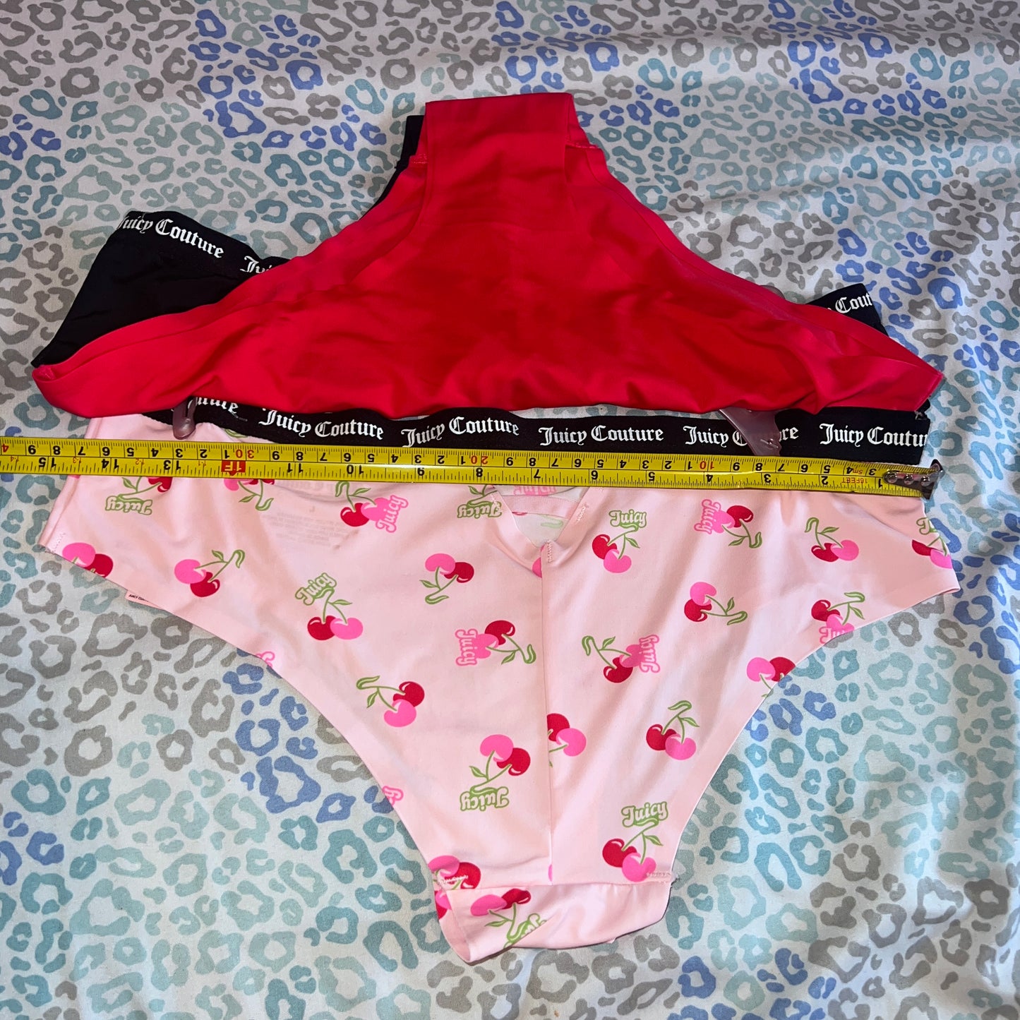 New Juicy Couture Underwear 3 Pack Size Large - Pink Cherry Print, Red, Black