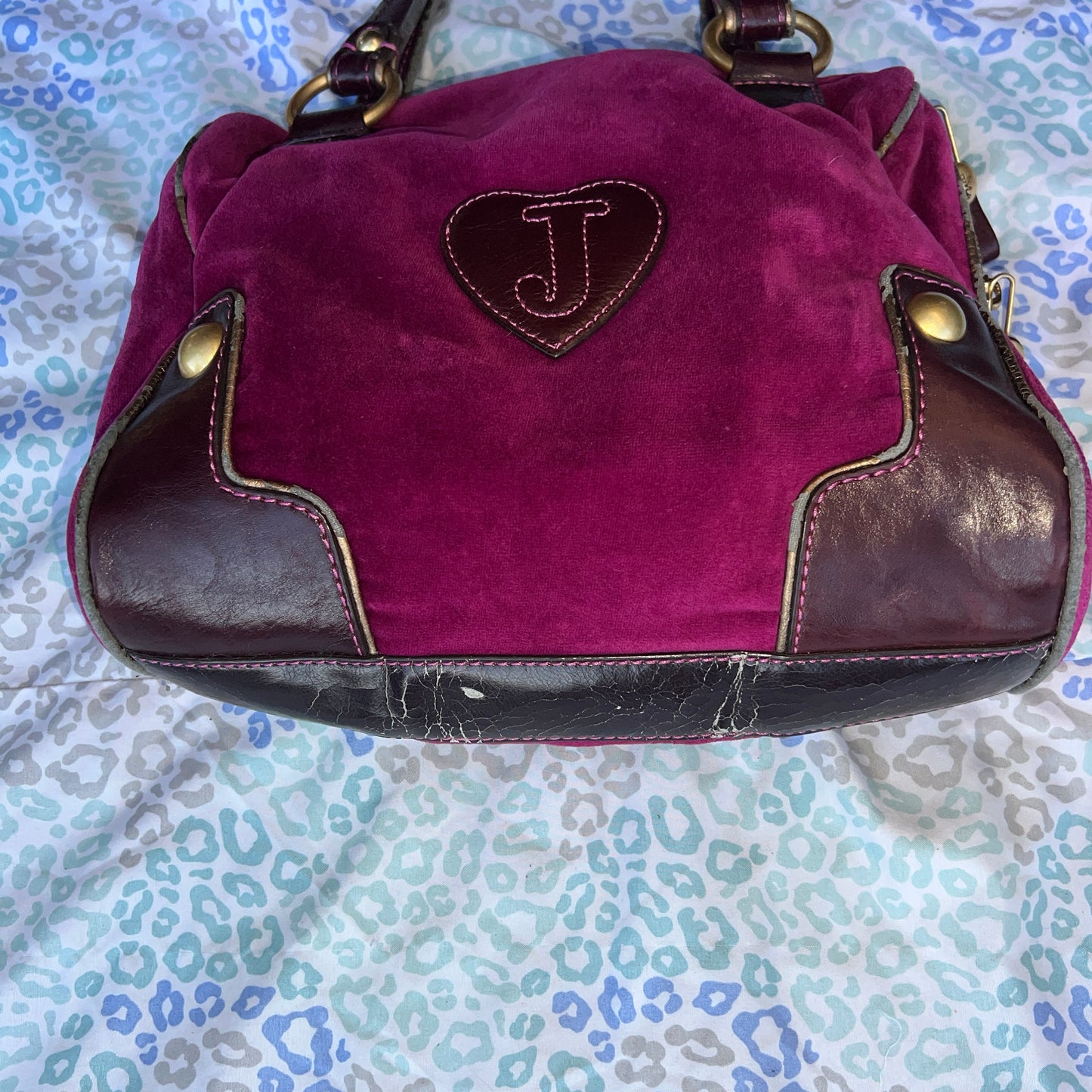 Vintage Purple Juicy Couture Purse Handbag Satchel Bag Y2K Velour Mcbling