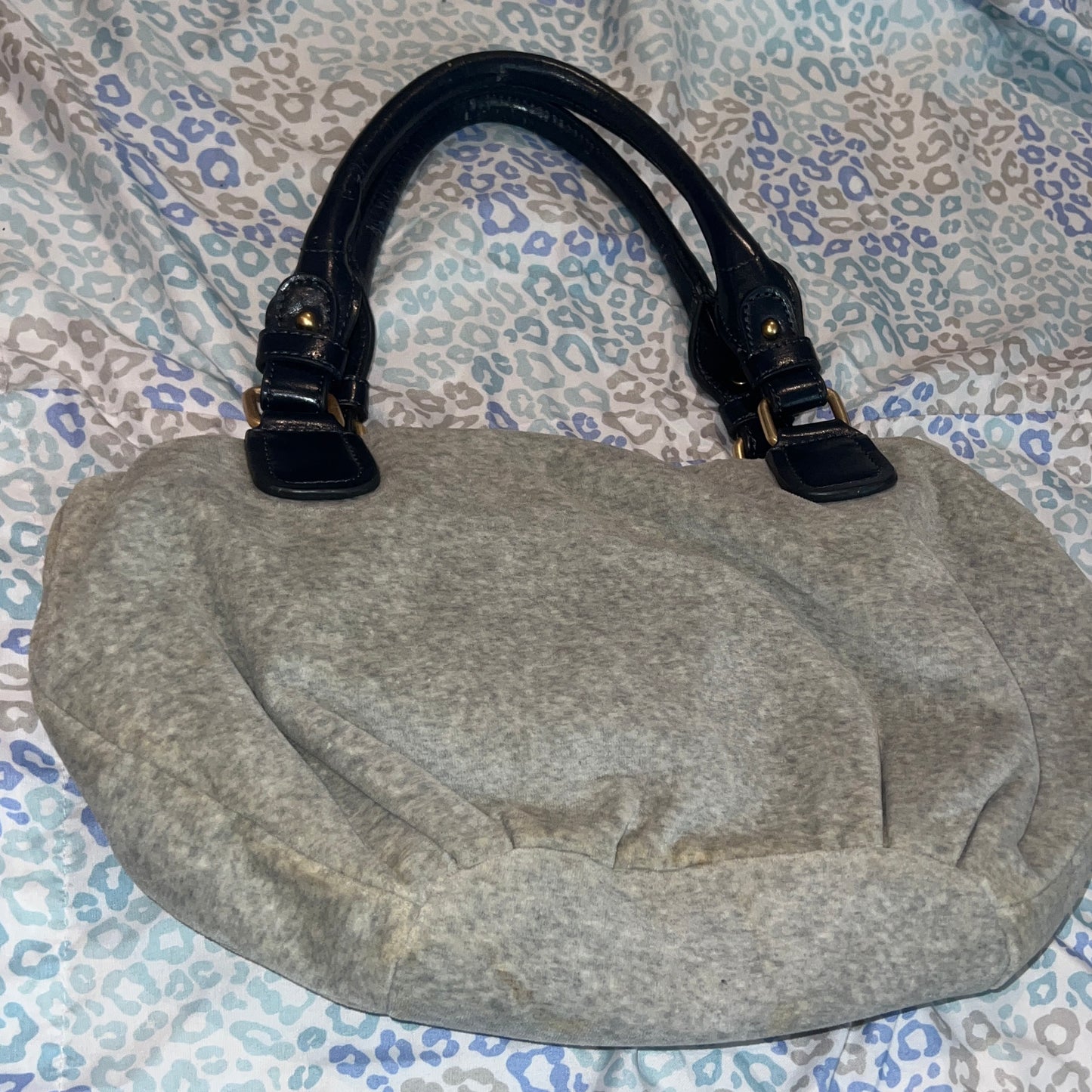 Vintage Grey Juicy Couture Purse Satchel Bag Handbag Velour Y2K