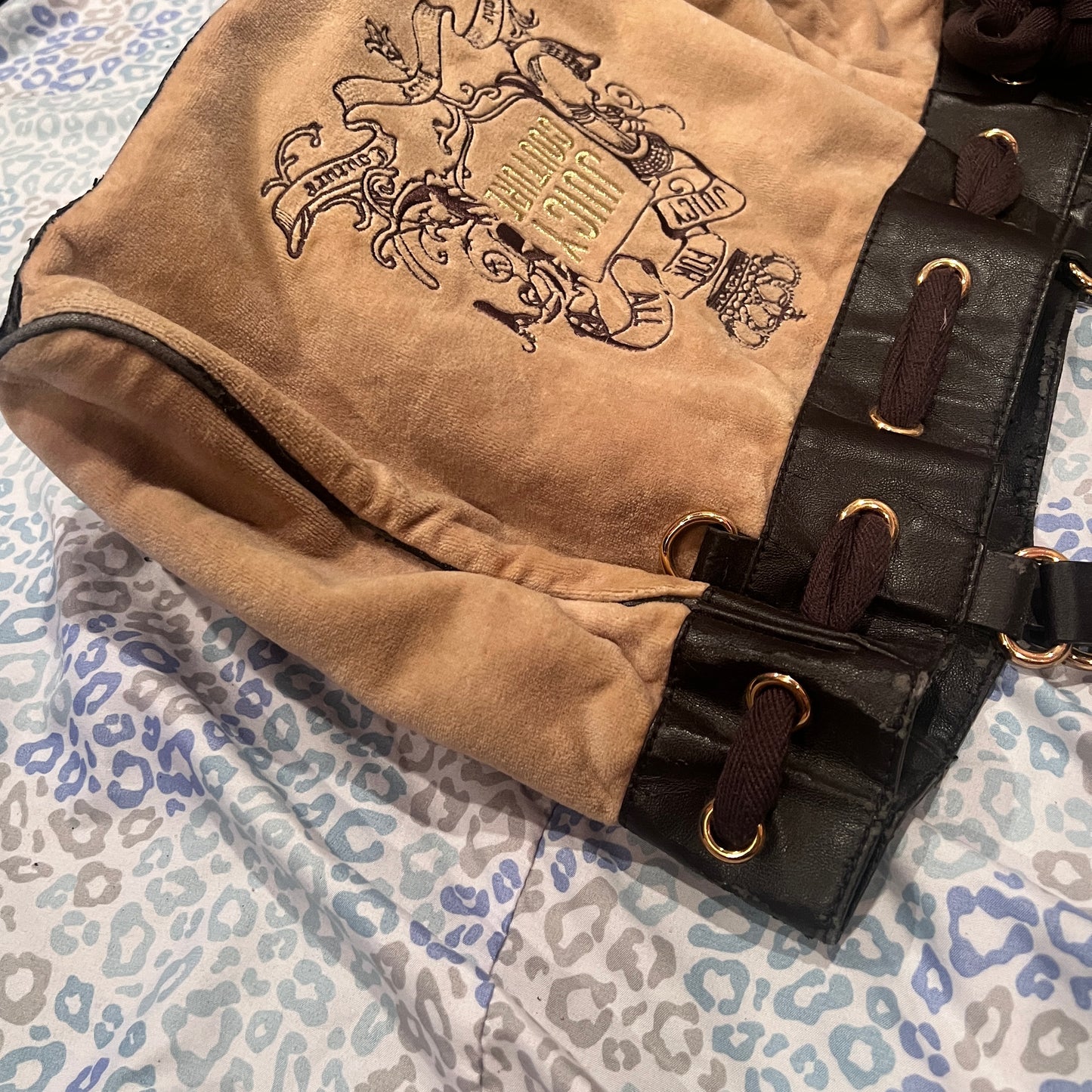 Vintage Brown Tan Juicy Couture Purse Daydreamer Tote Bag Handbag Velour