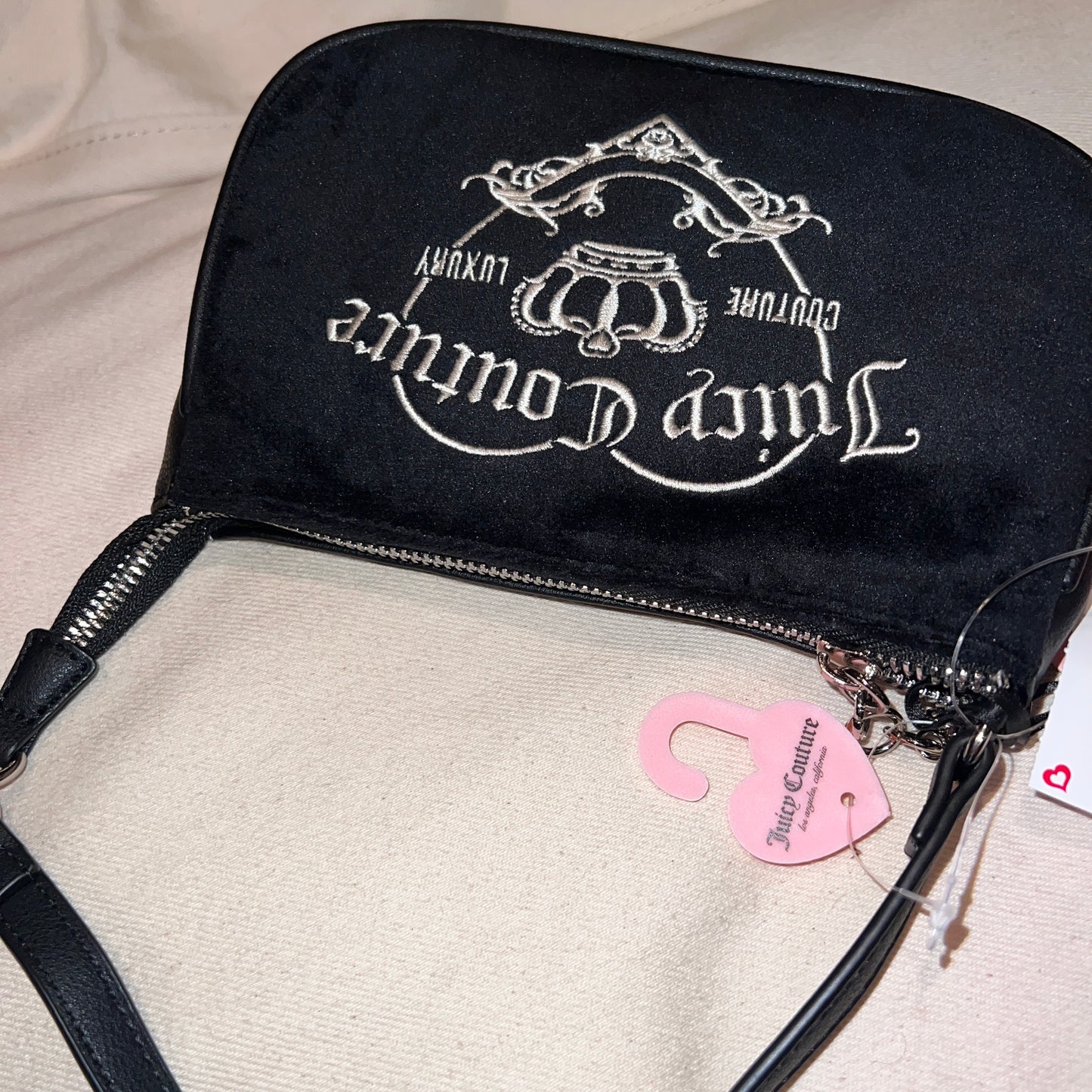 New Black Juicy Couture Purse Mini Bag Handbag Velour Y2K Clutch Couture Luxury