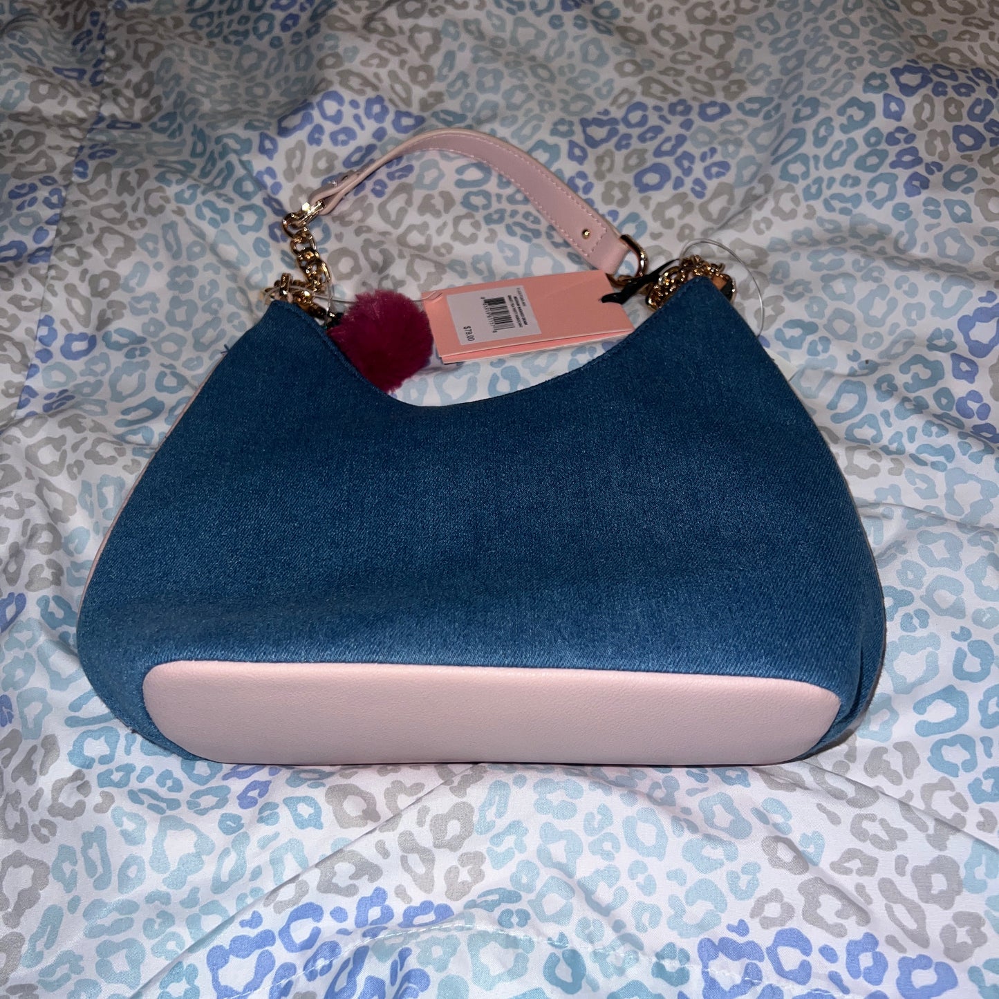 New Blue Juicy Couture Purse Satchel Bag Handbag Spill The Juicy Tea Denim