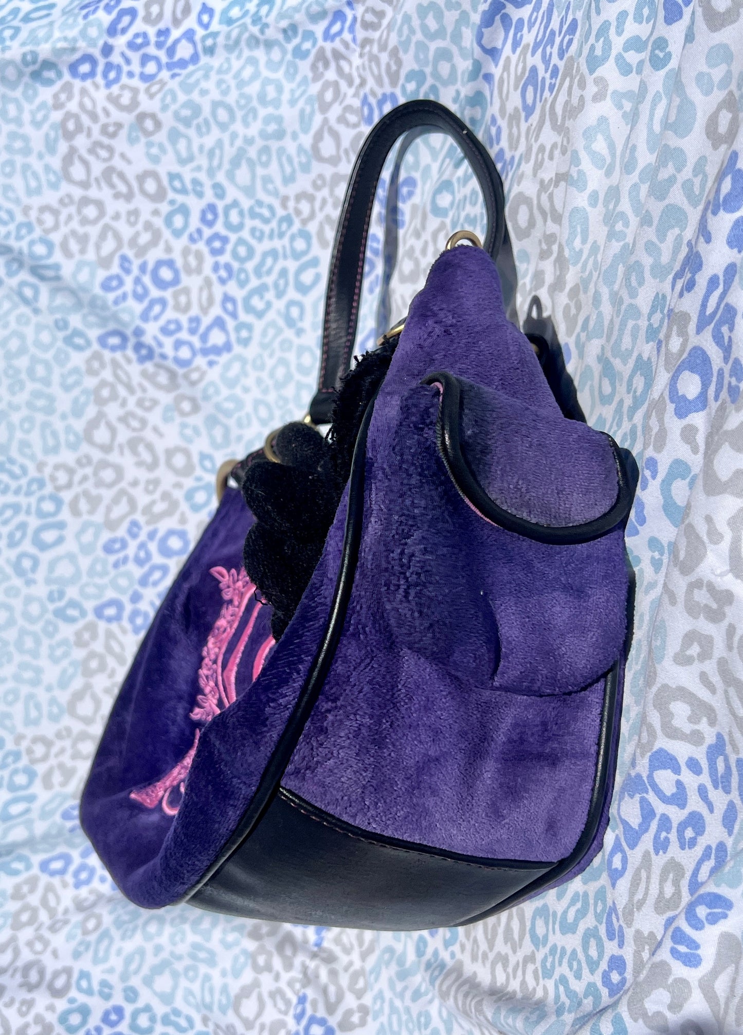 Vintage Purple Pink Juicy Couture Purse Handbag Satchel Velvet Bag Custom Dyed