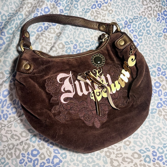 Vintage Brown Juicy Couture Purse Handbag Bag Satchel Velour Y2K