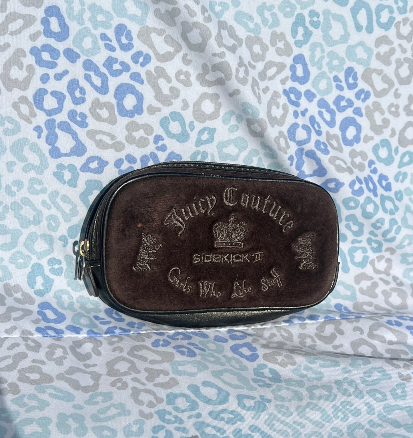 Vintage Brown Juicy Couture Pouch Wallet Velour Sidekick 2 Bag Sunglasses Holder