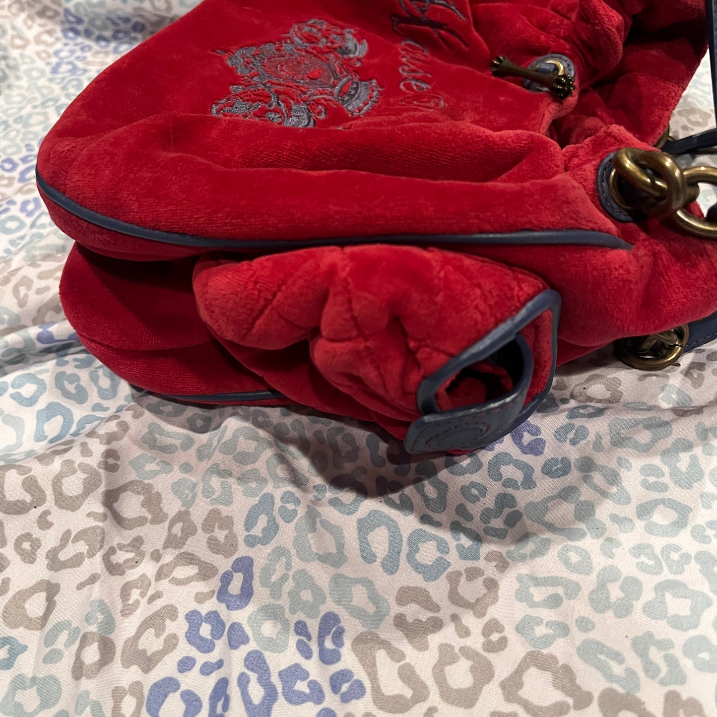 Vintage Blue Red Juicy Couture Purse Velour House of Juicy Handbag Y2K Bag