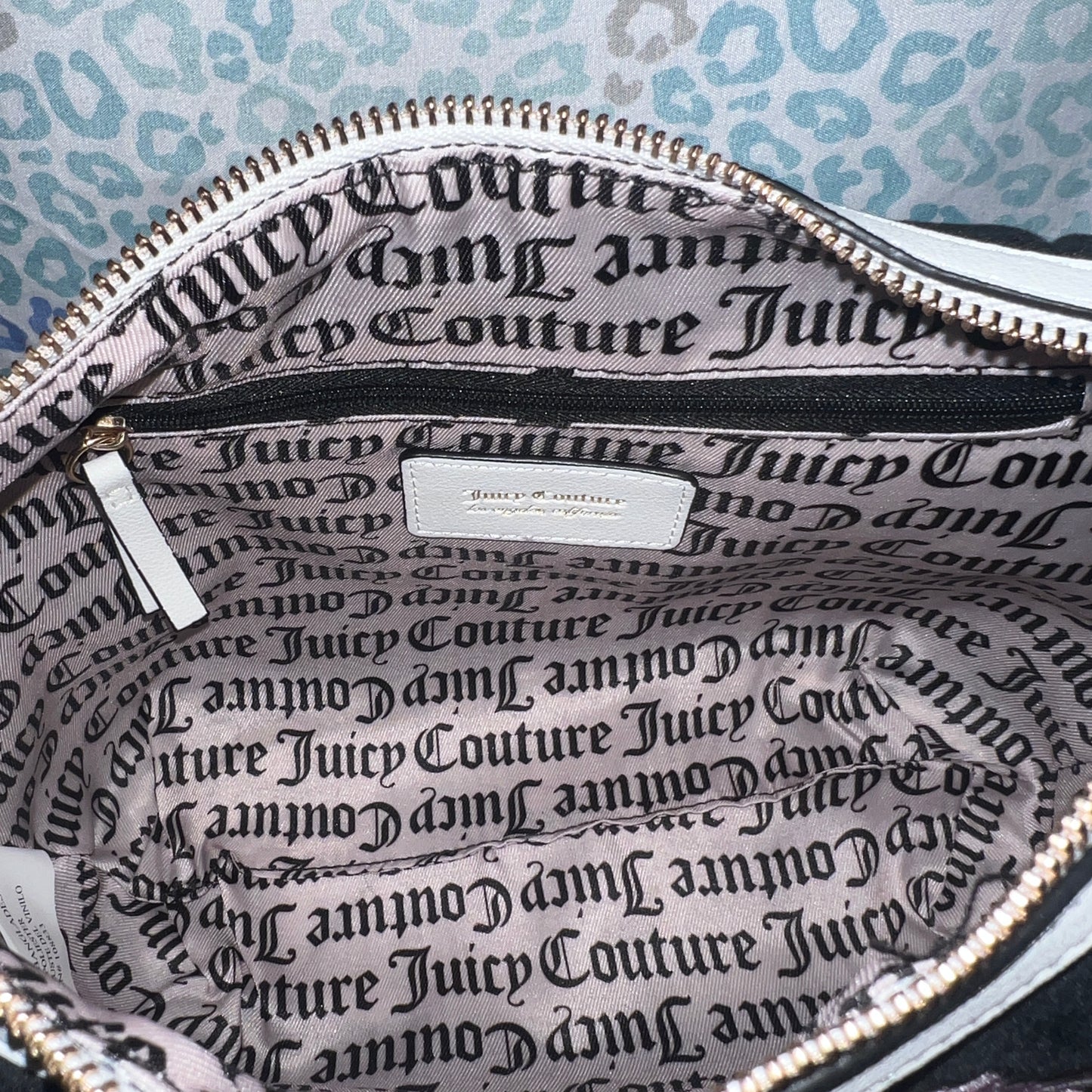 New Black Juicy Couture Purse Handbag Satchel Bag Floral Flower Velour