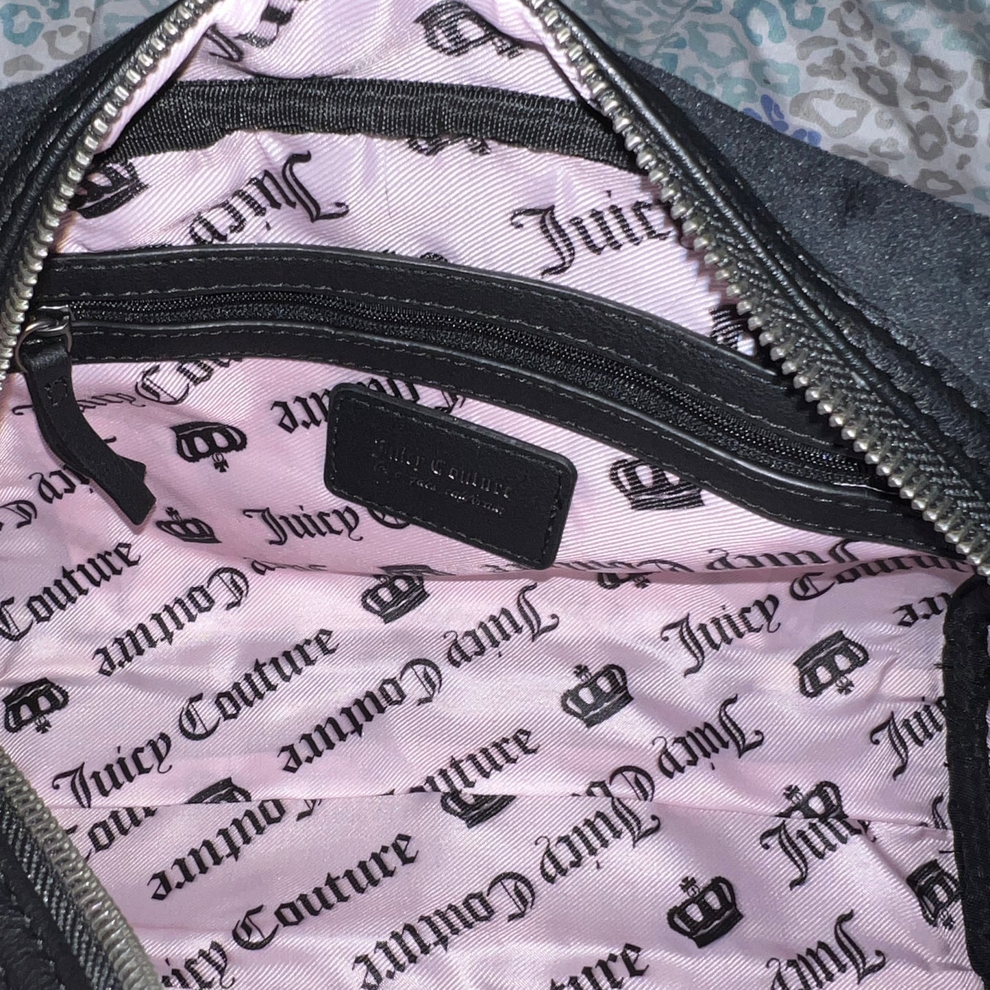 New Black Juicy Couture Purse Bowler Bag Velour Handbag Vintage Style Y2K