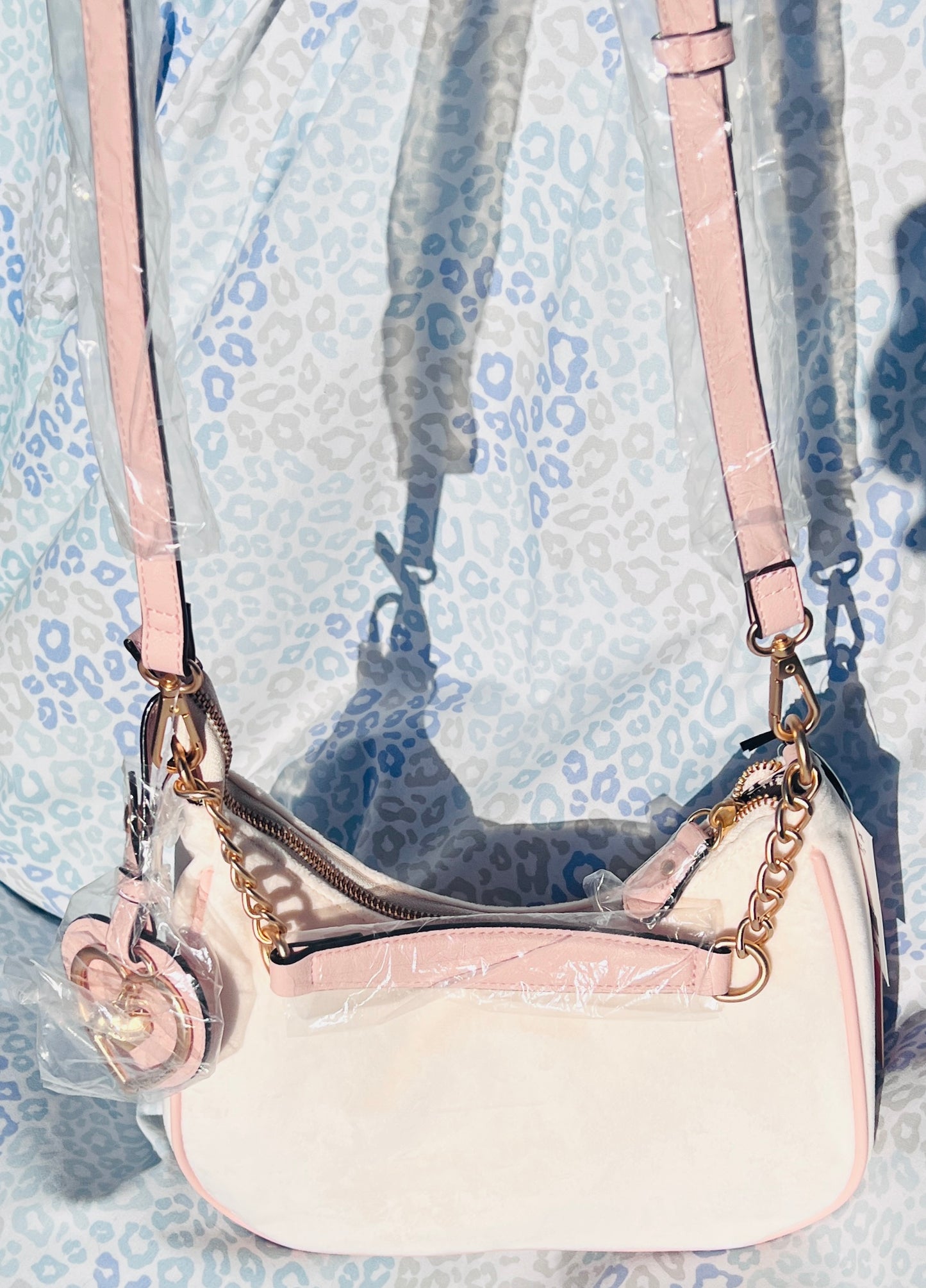 New Pink Cream Juicy Couture Purse Crossbody Bag Velvet Vintage Style