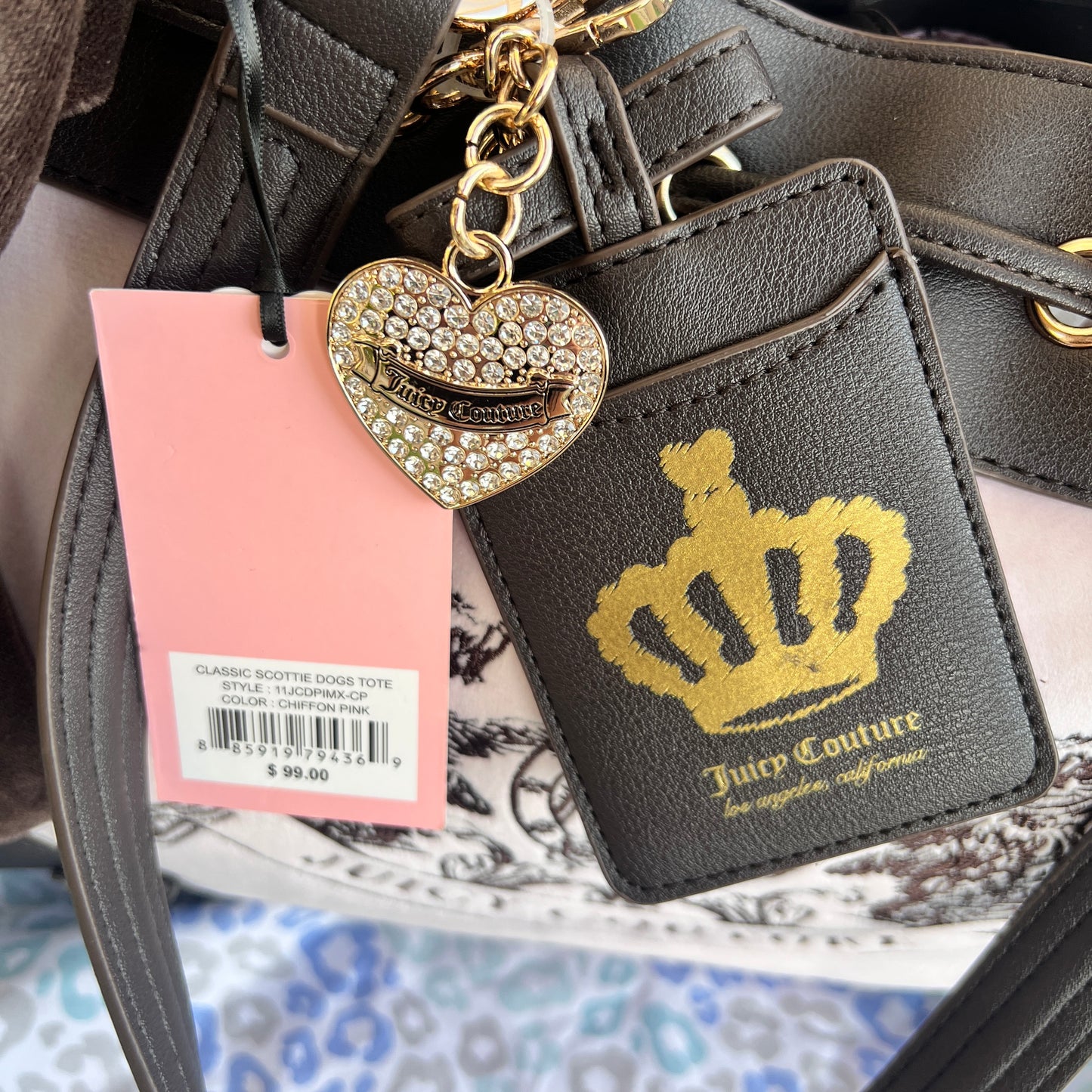 New Brown Pink Juicy Couture Purse Daydreamer Tote Bag Satchel Scottie Dog Y2K