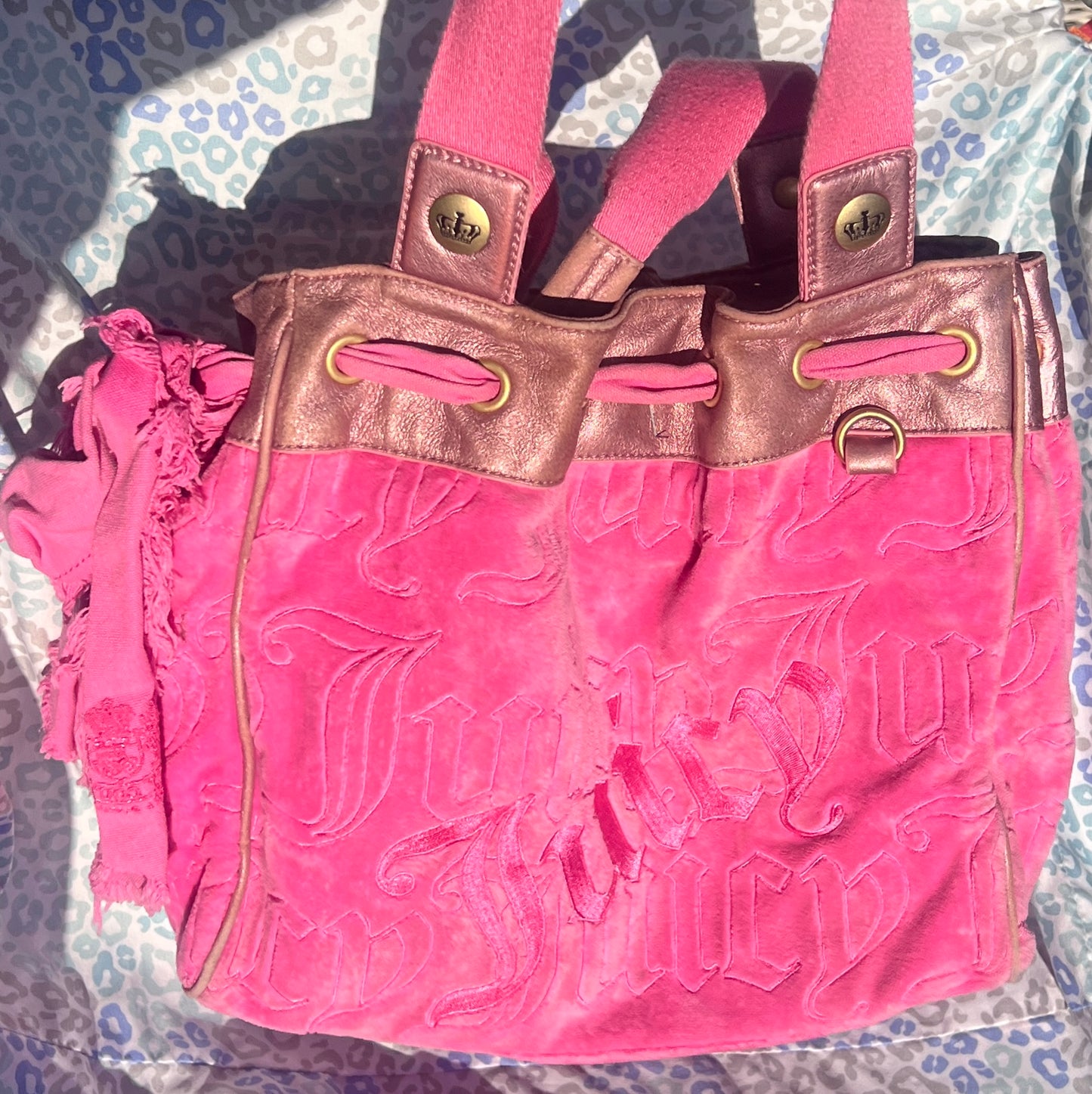 Vintage Pink Juicy Couture Purse Daydreamer Tote Bag Y2K Velour Rare Quilted