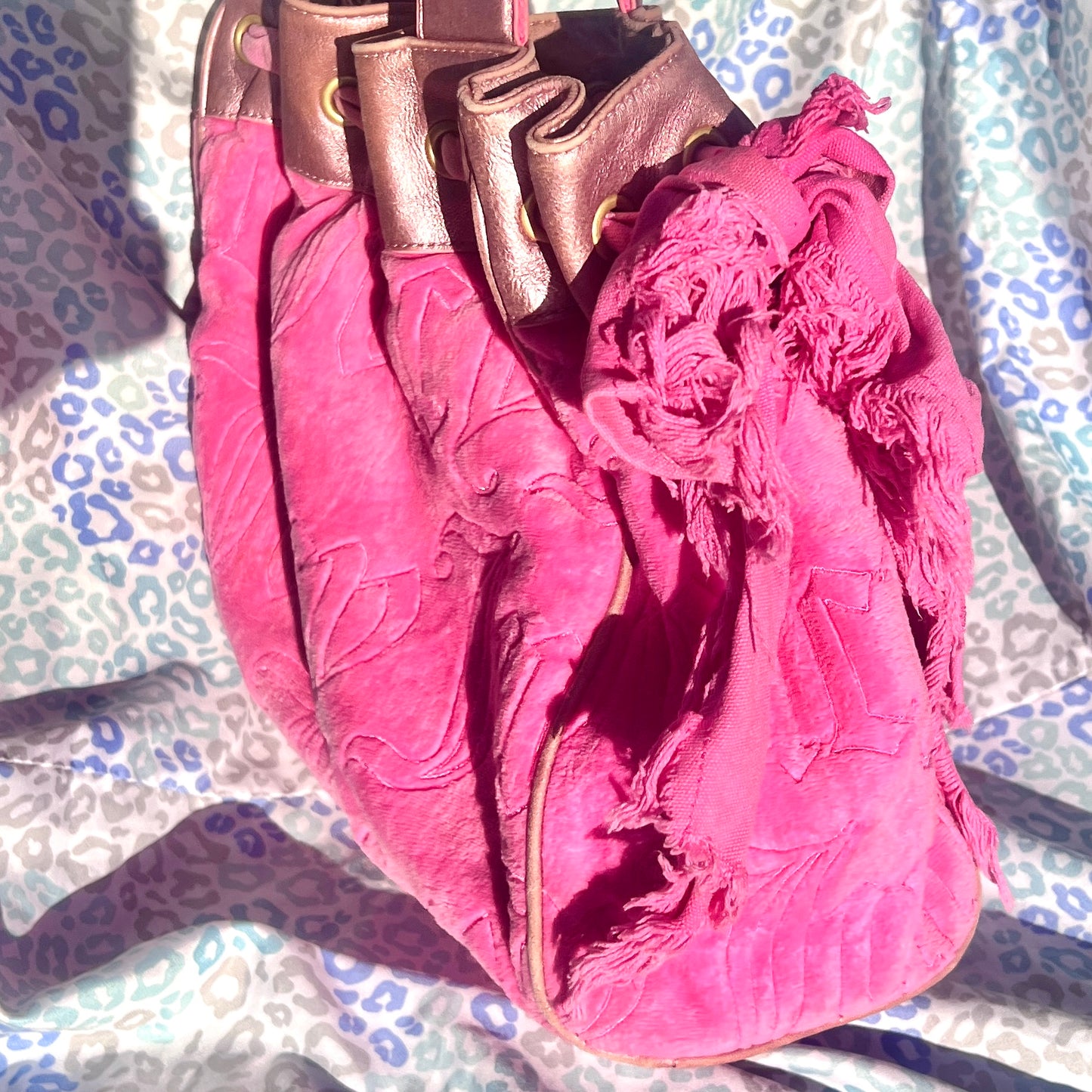 Vintage Pink Juicy Couture Purse Daydreamer Tote Bag Y2K Velour Rare Quilted
