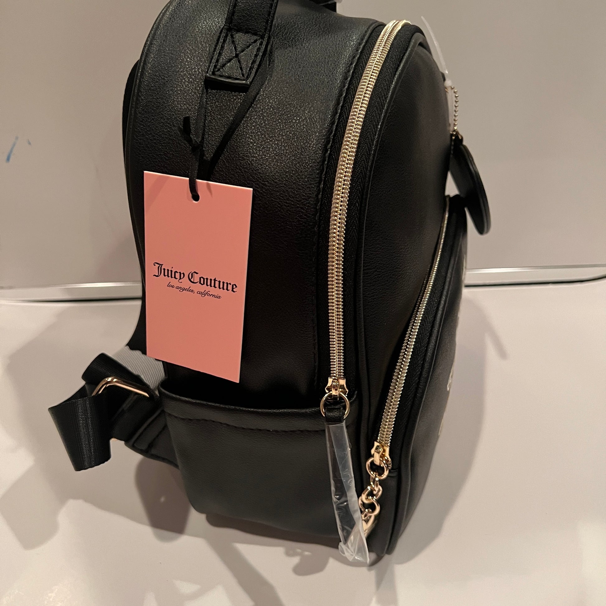 New Black Juicy Couture Backpack Purse Bag MSRP $99 Pleather Licorice –  Purse Hut