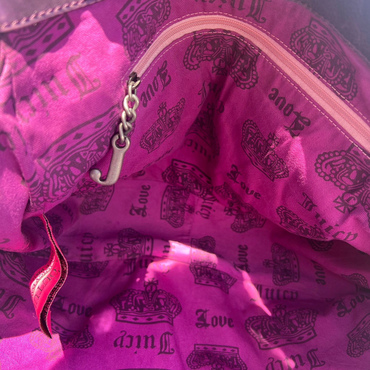 Vintage Rare Purple Juicy Couture Purse Shoulder Bag Handbag Satchel Velvet Y2K