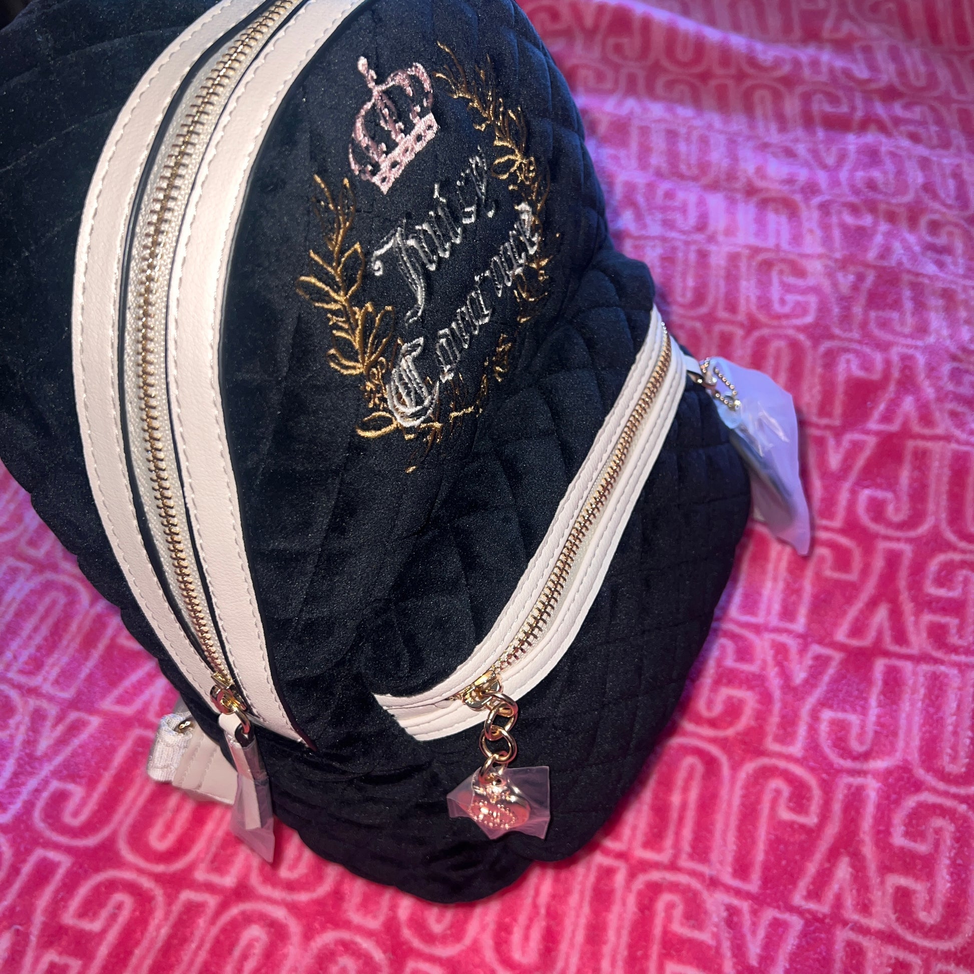 baseball mini backpack purse New Pink Black Juicy Couture Mini Backpack Purse Bag Velvet Royal Mome – Purse Hut