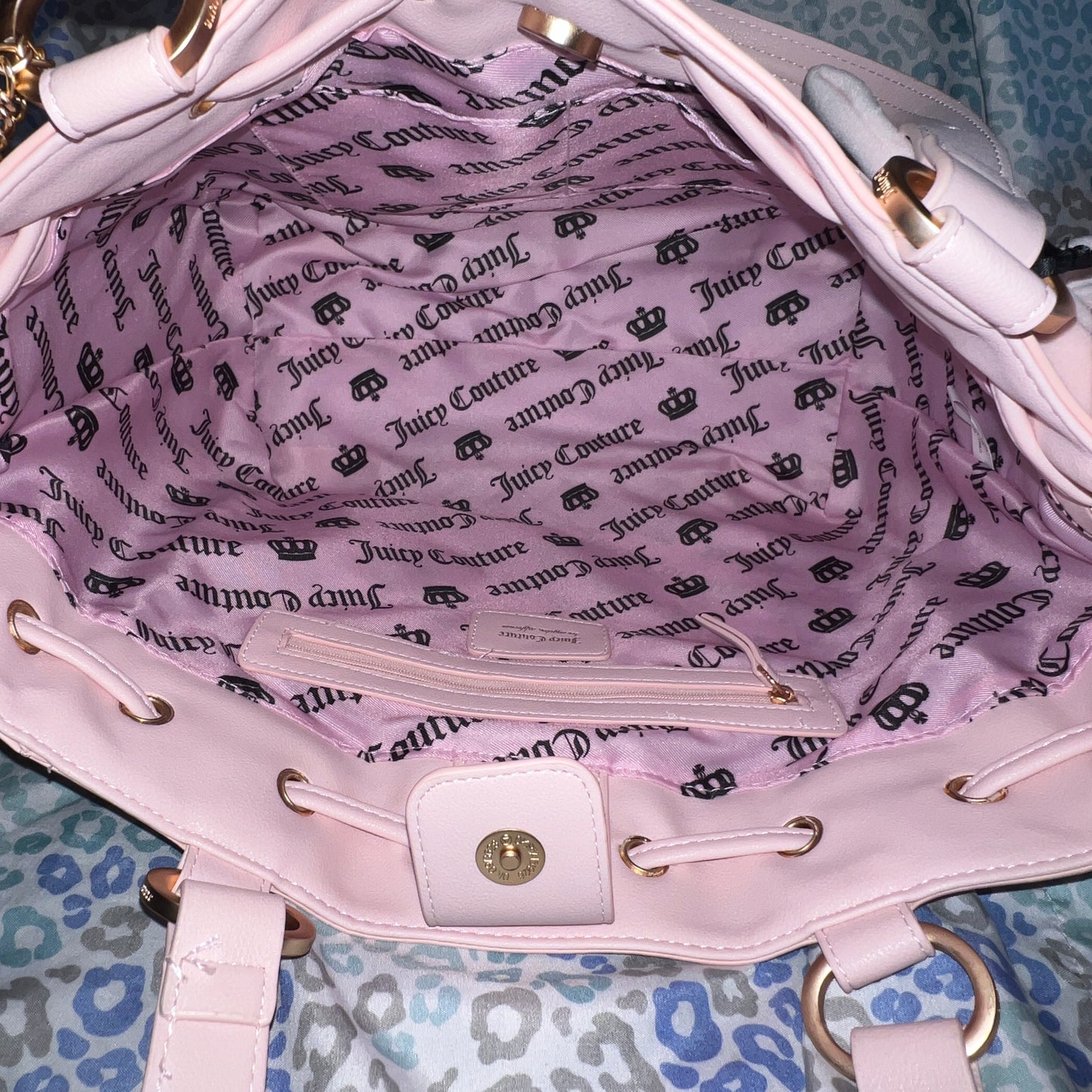 New Pink Black Juicy Couture Purse + Wallet Velour Fairy Tale Daydreamer Tote