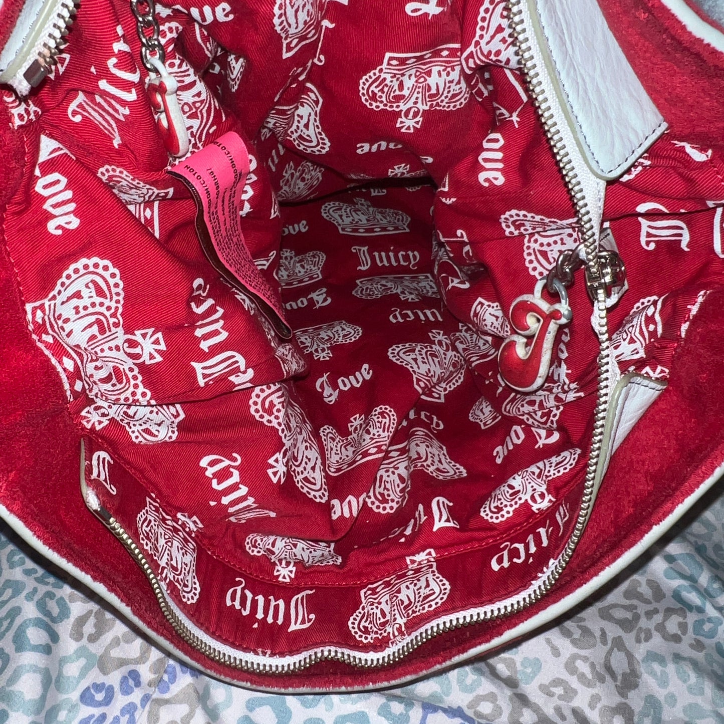 Vintage Rare Red Juicy Couture Purse Tote Bag Handbag Terry Cloth Y2K First Class