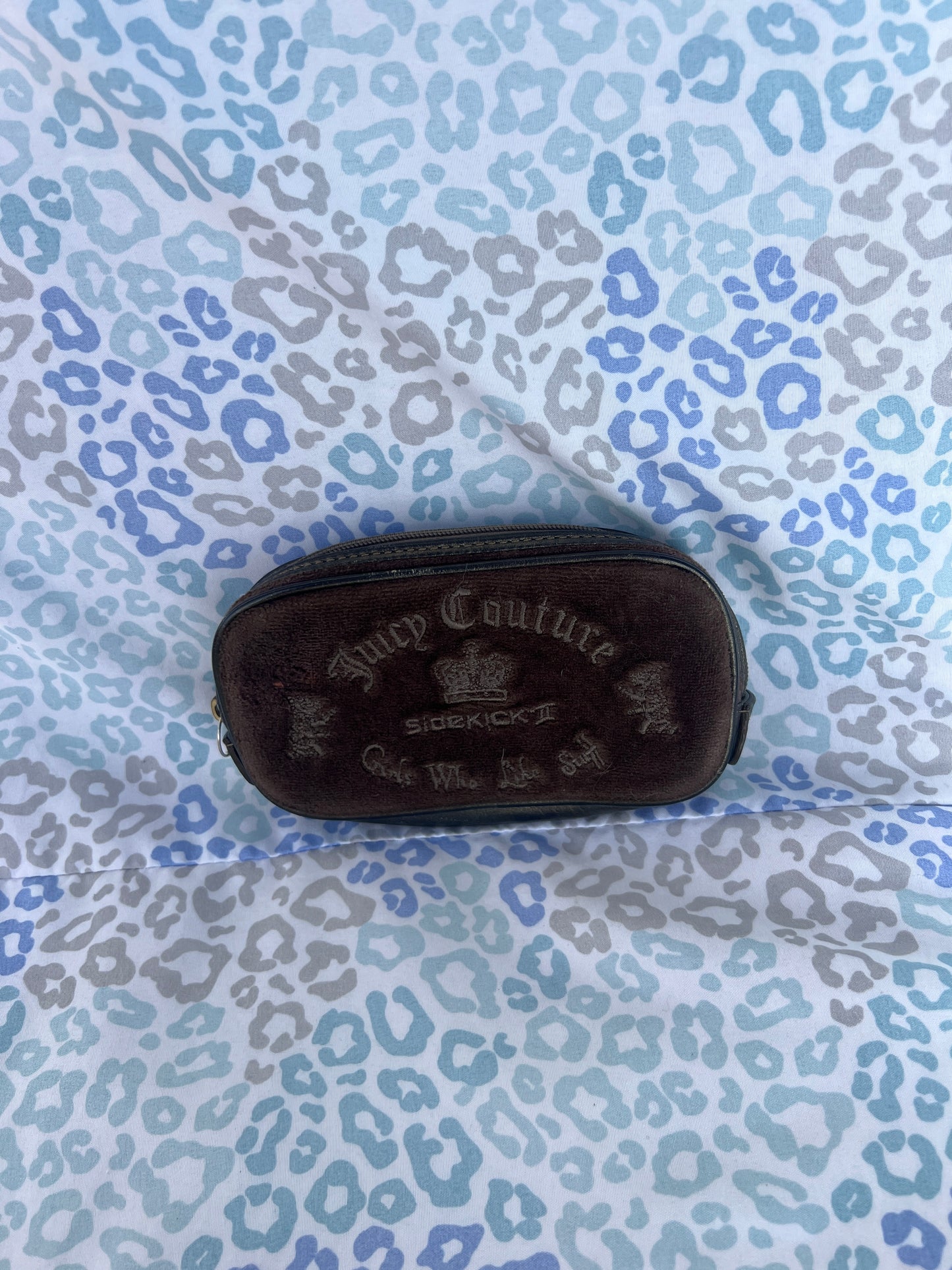 Vintage Brown Juicy Couture Pouch Wallet Velour Sidekick 2 Bag Sunglasses Holder